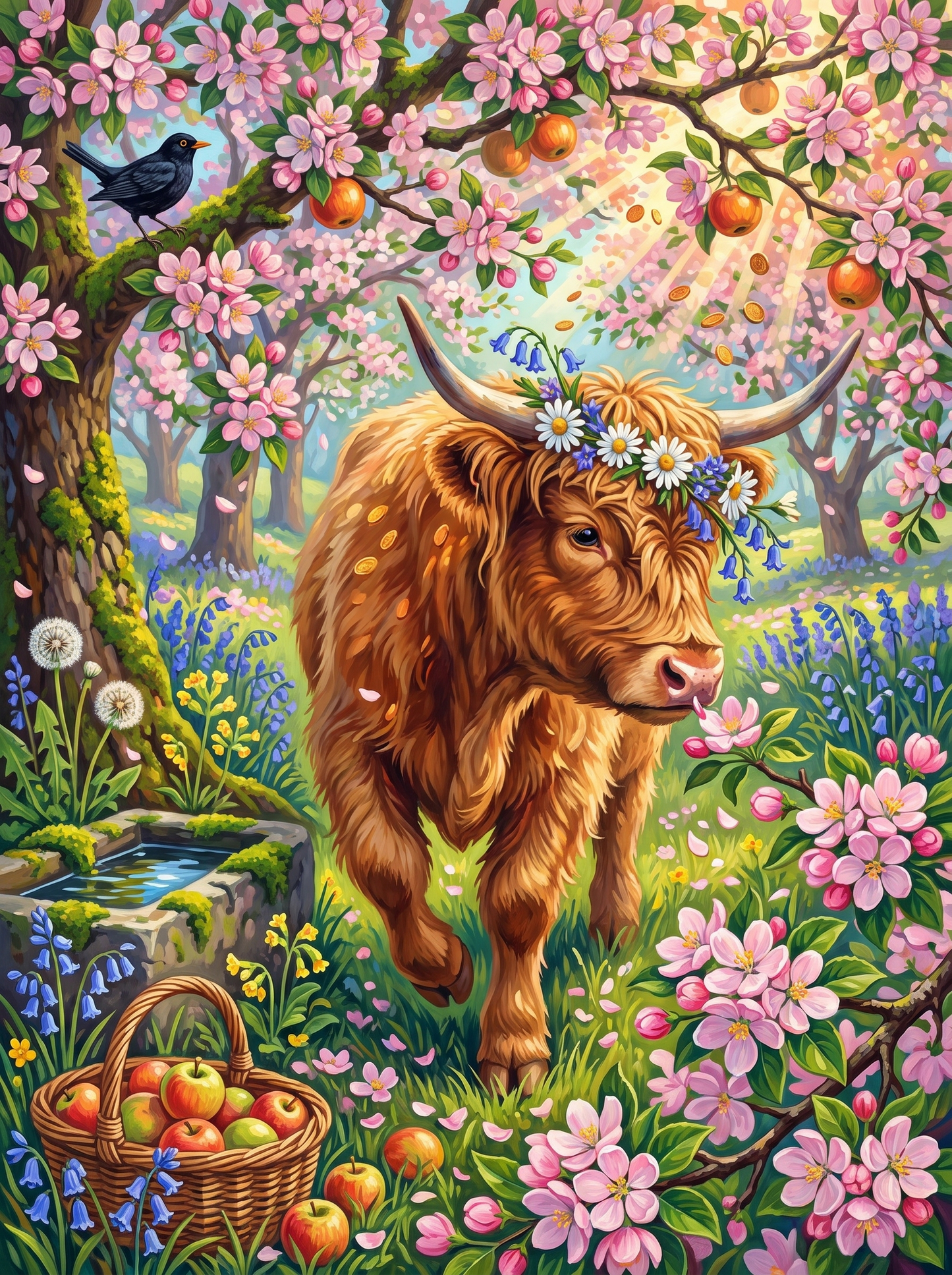 The Highland Cow Wears Daisies