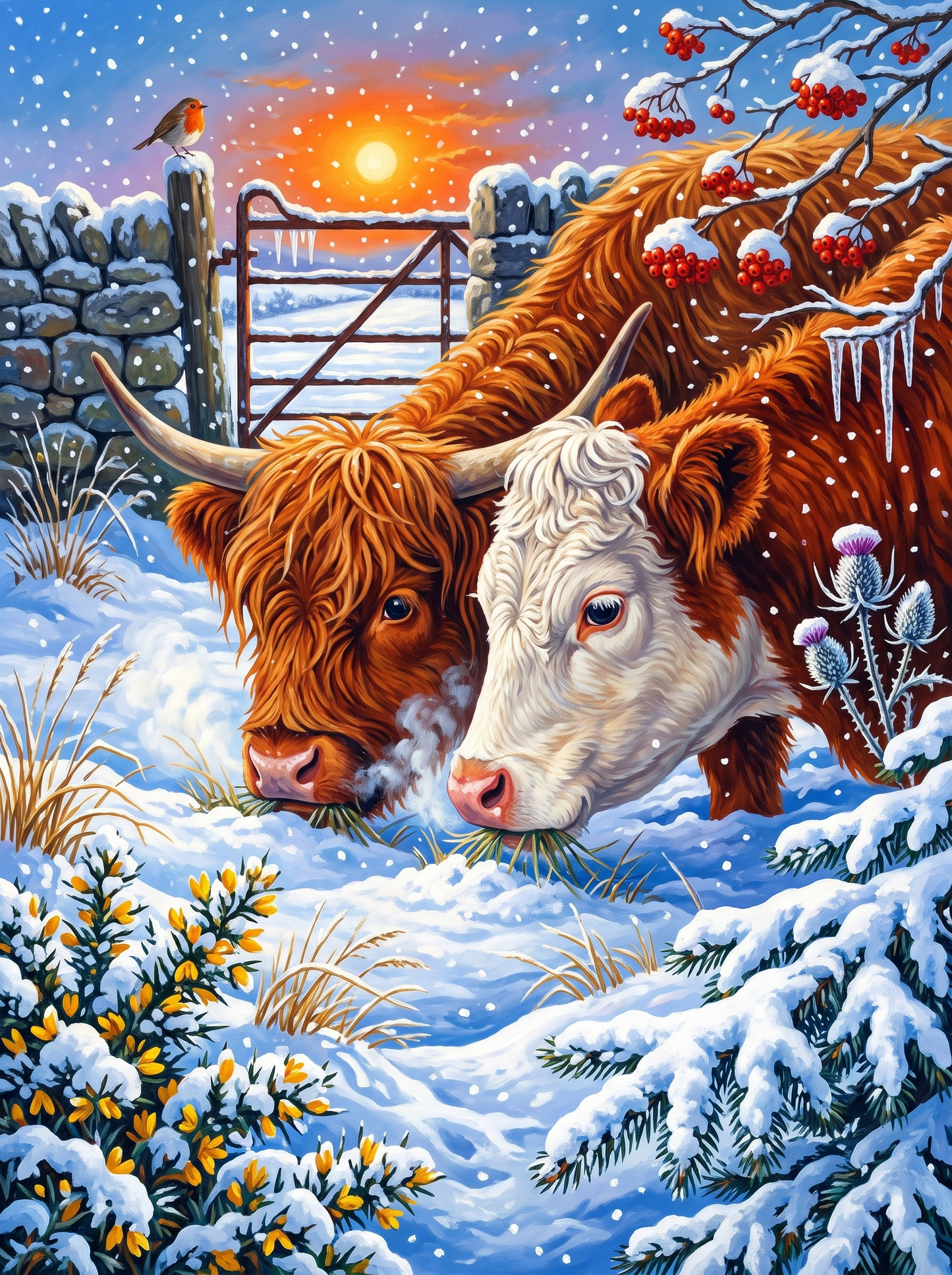 Two Cows in the Snow