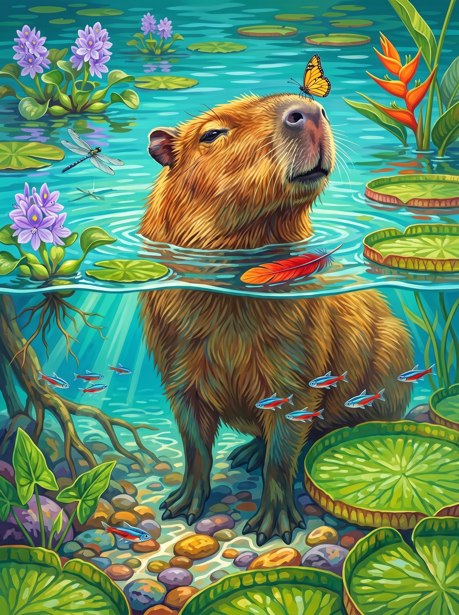 The Capybara Wades In