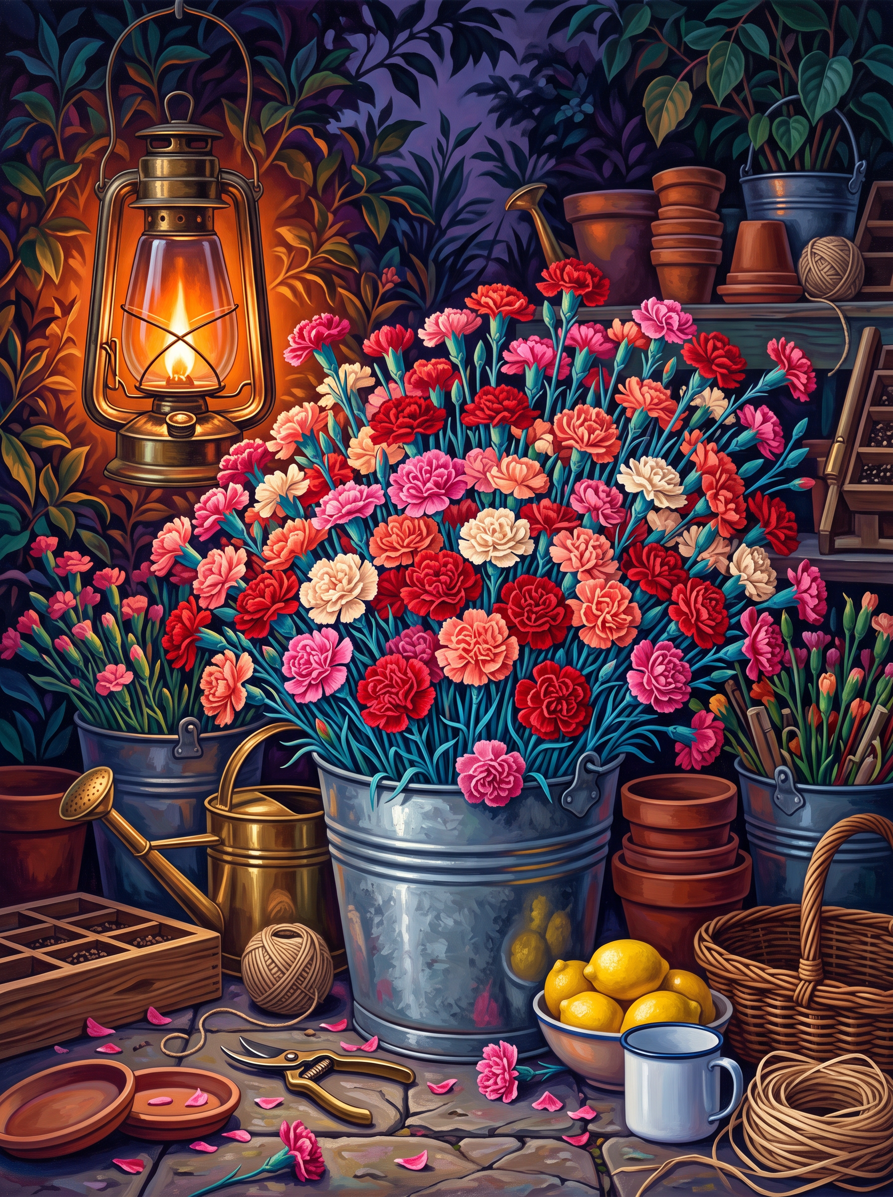Carnations Under the Lantern