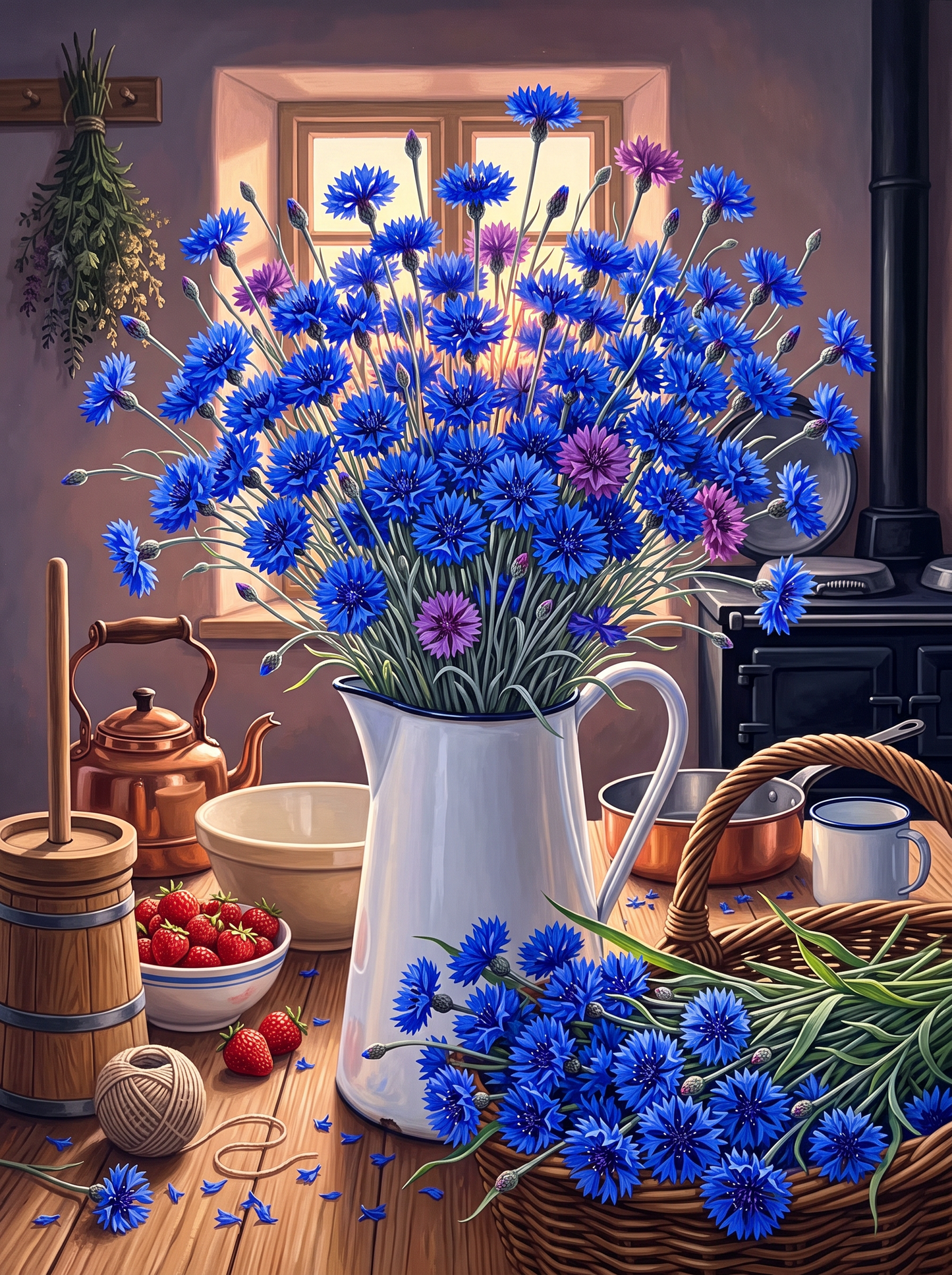 Cornflowers and the Early Sun