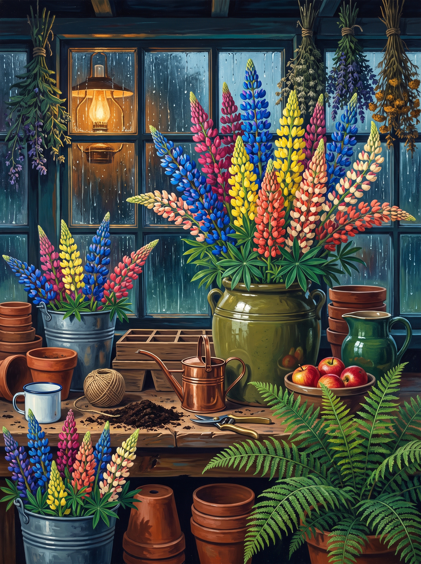 Lupins in a Rain Shower