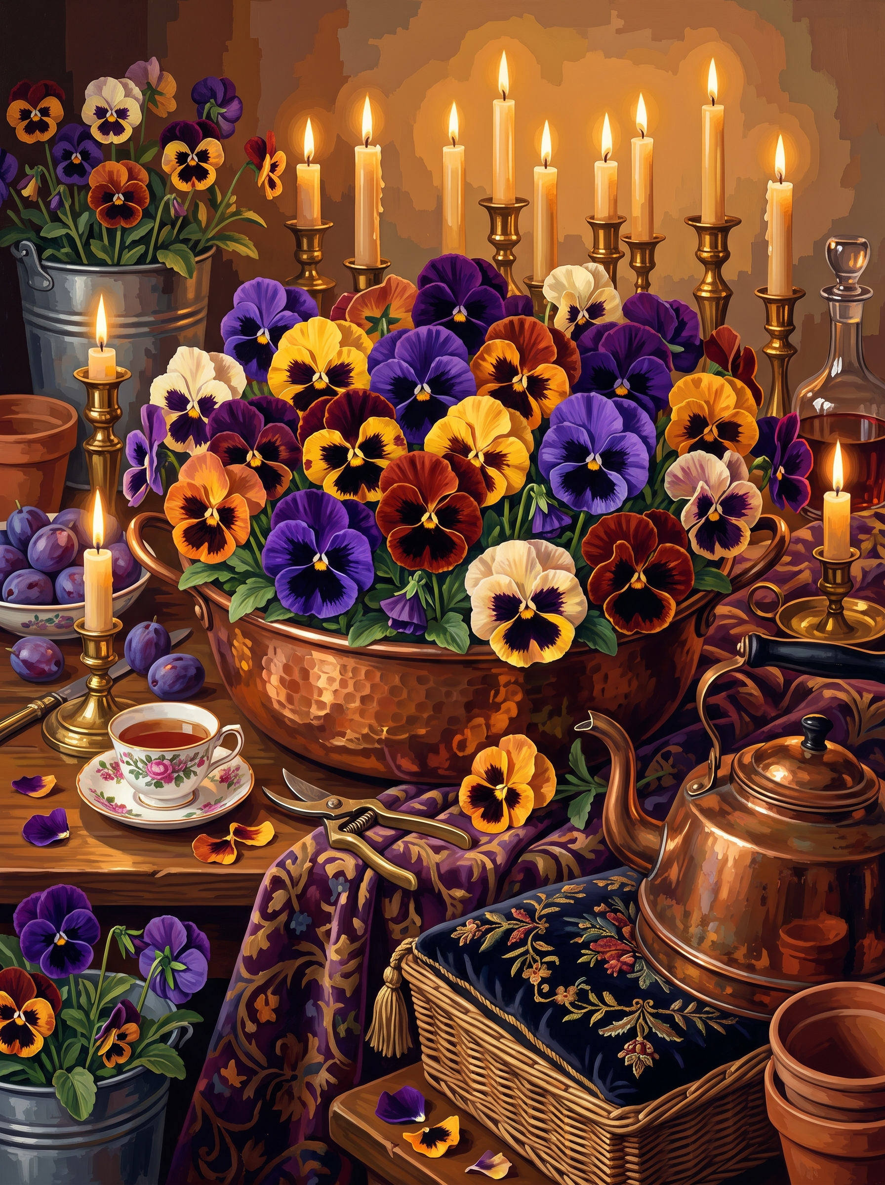 Pansies by a Guttering Candle