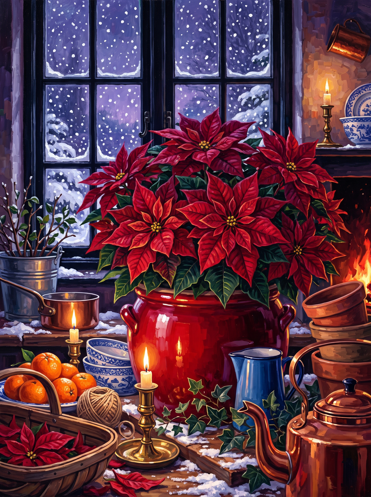 Poinsettias and the Snowfall