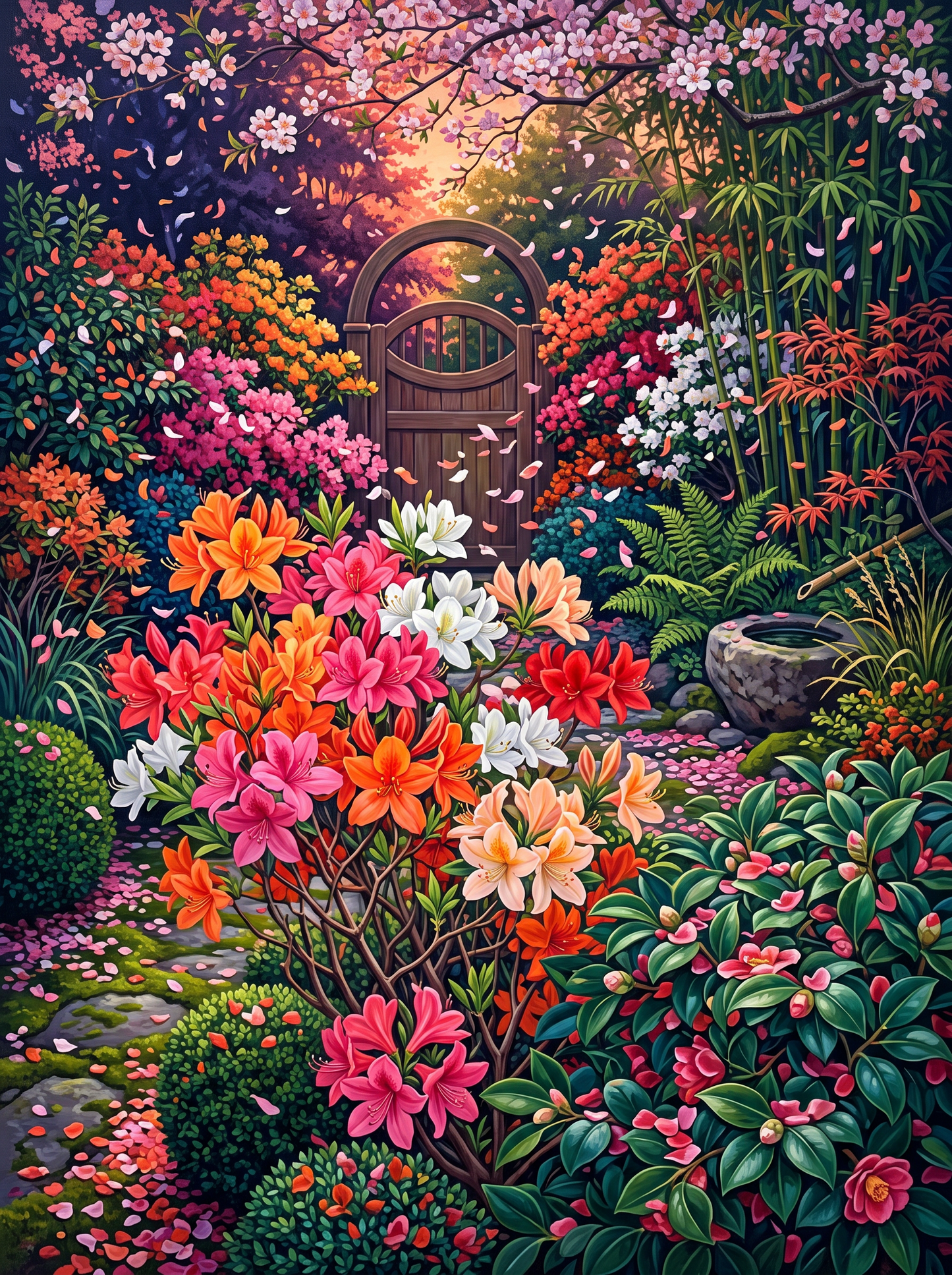 Azaleas in a Blizzard of Petals