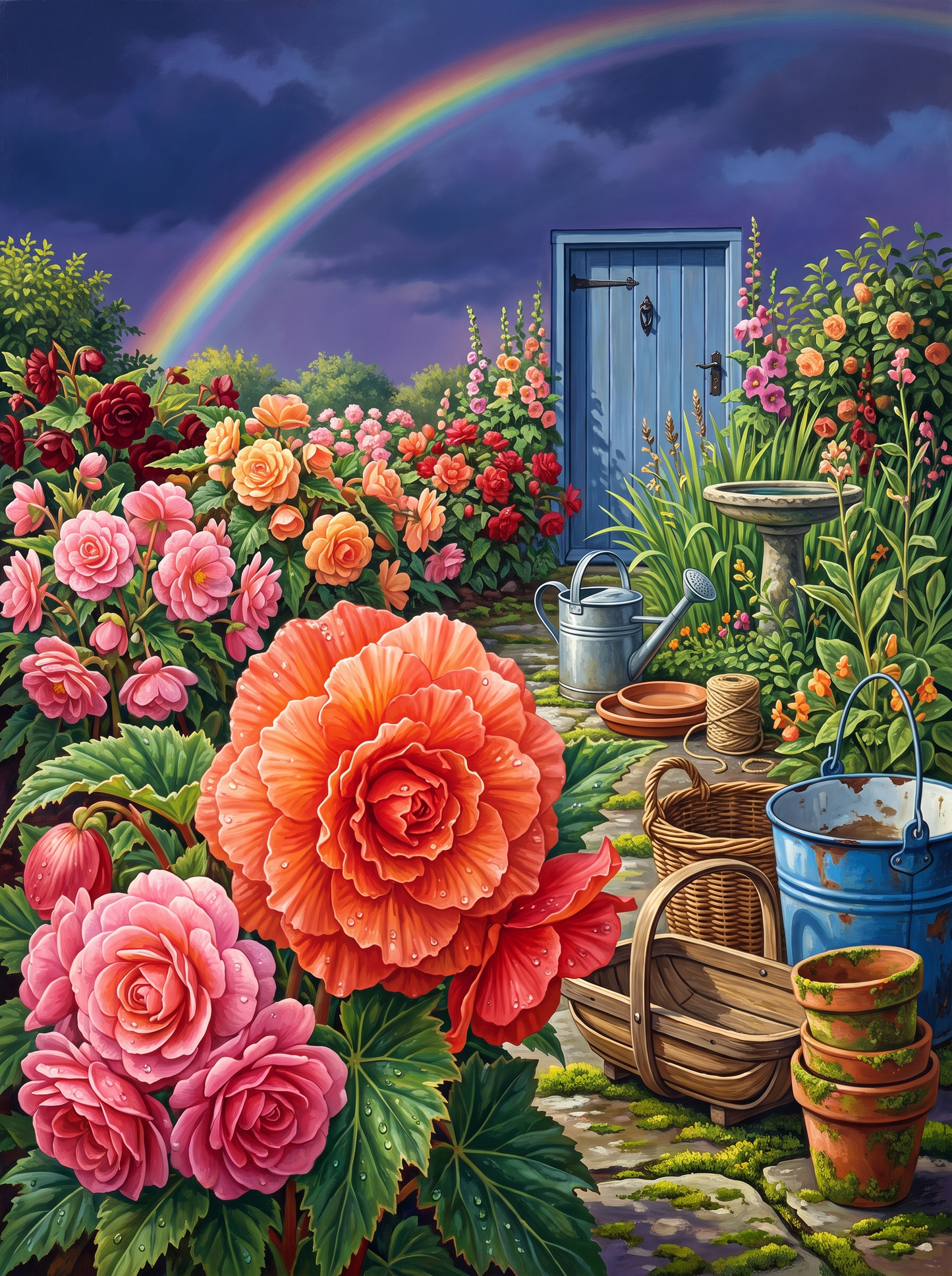 Begonias Under a Rainbow