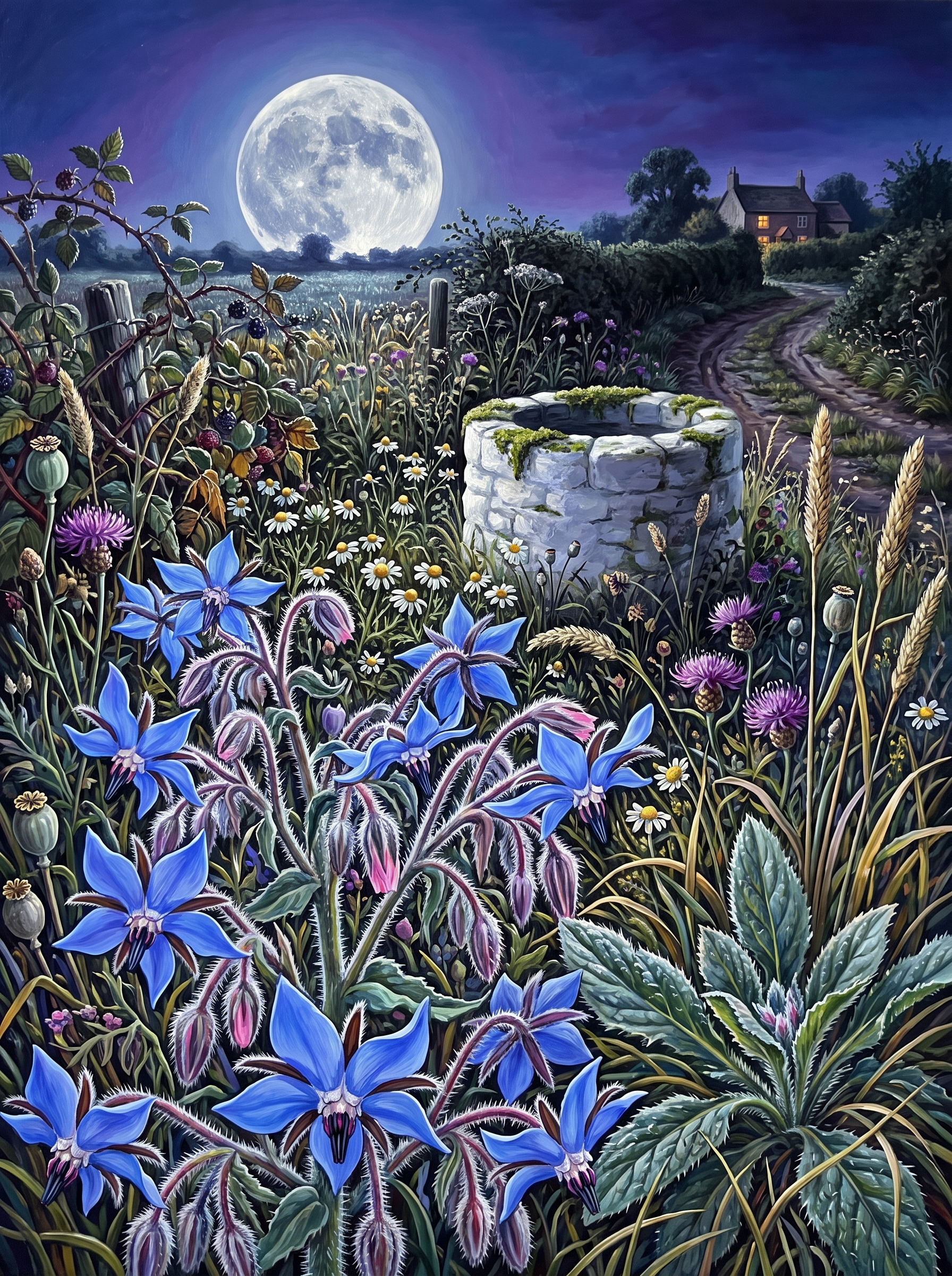 Borage in the Moonlit Bed
