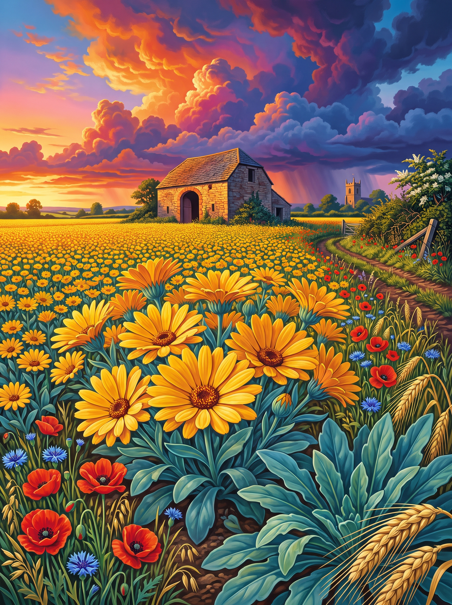 Corn Marigolds Before the Storm
