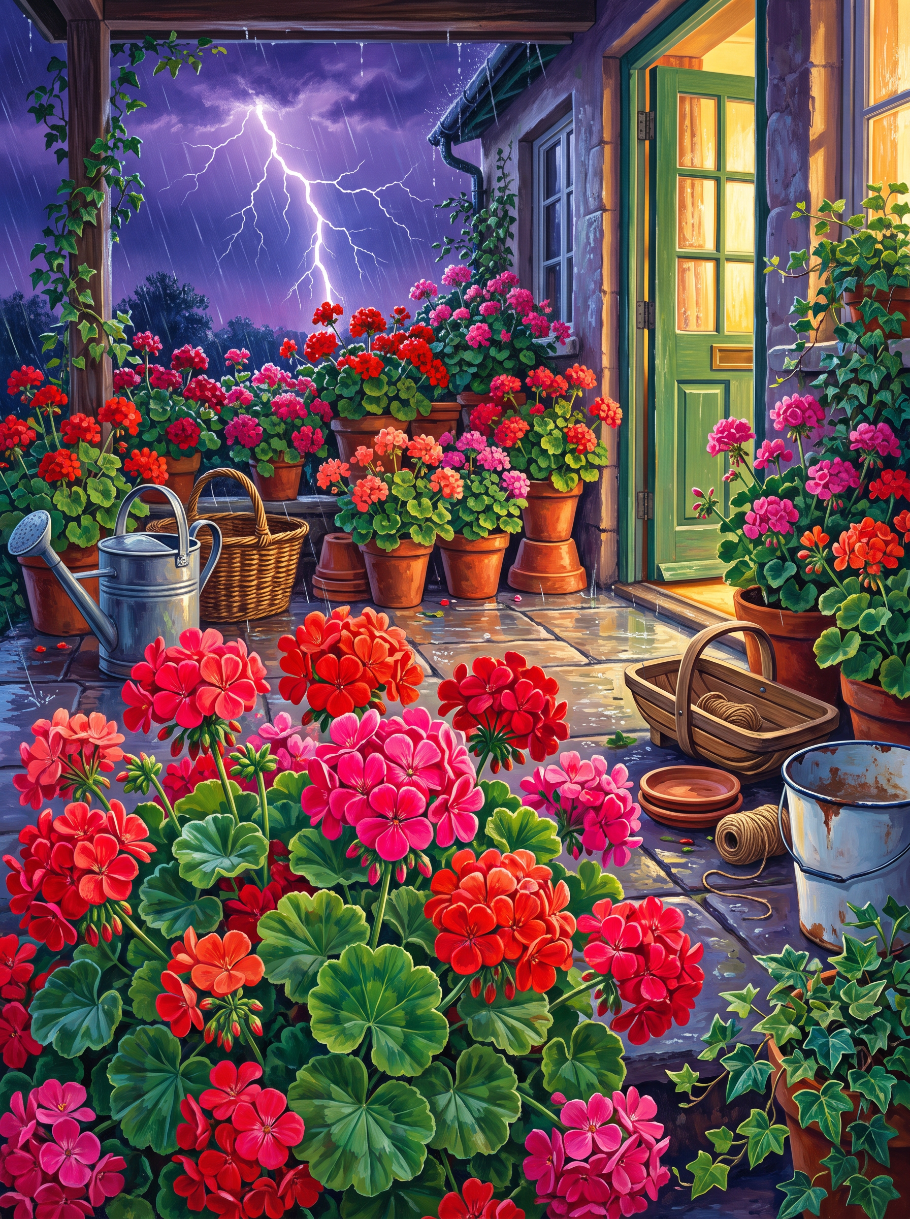 Geraniums Through the Thunder