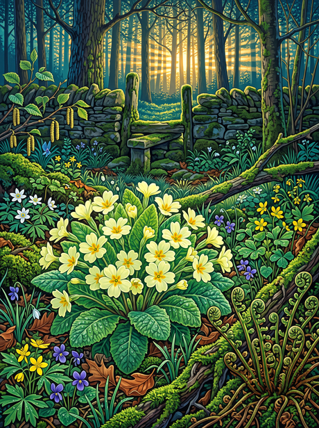 Primroses on a Cold Morning