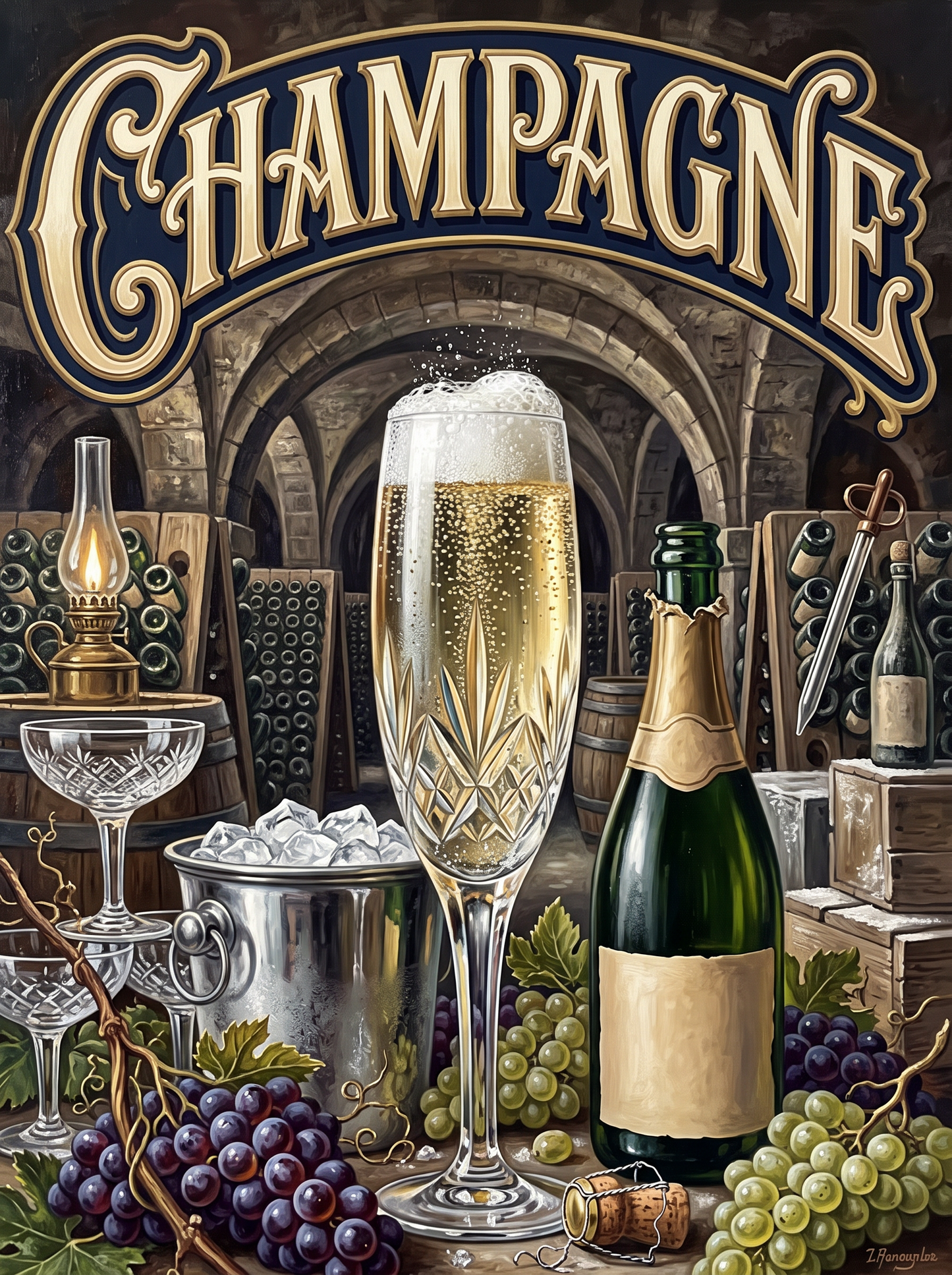 Champagne in the Chalk Cellar