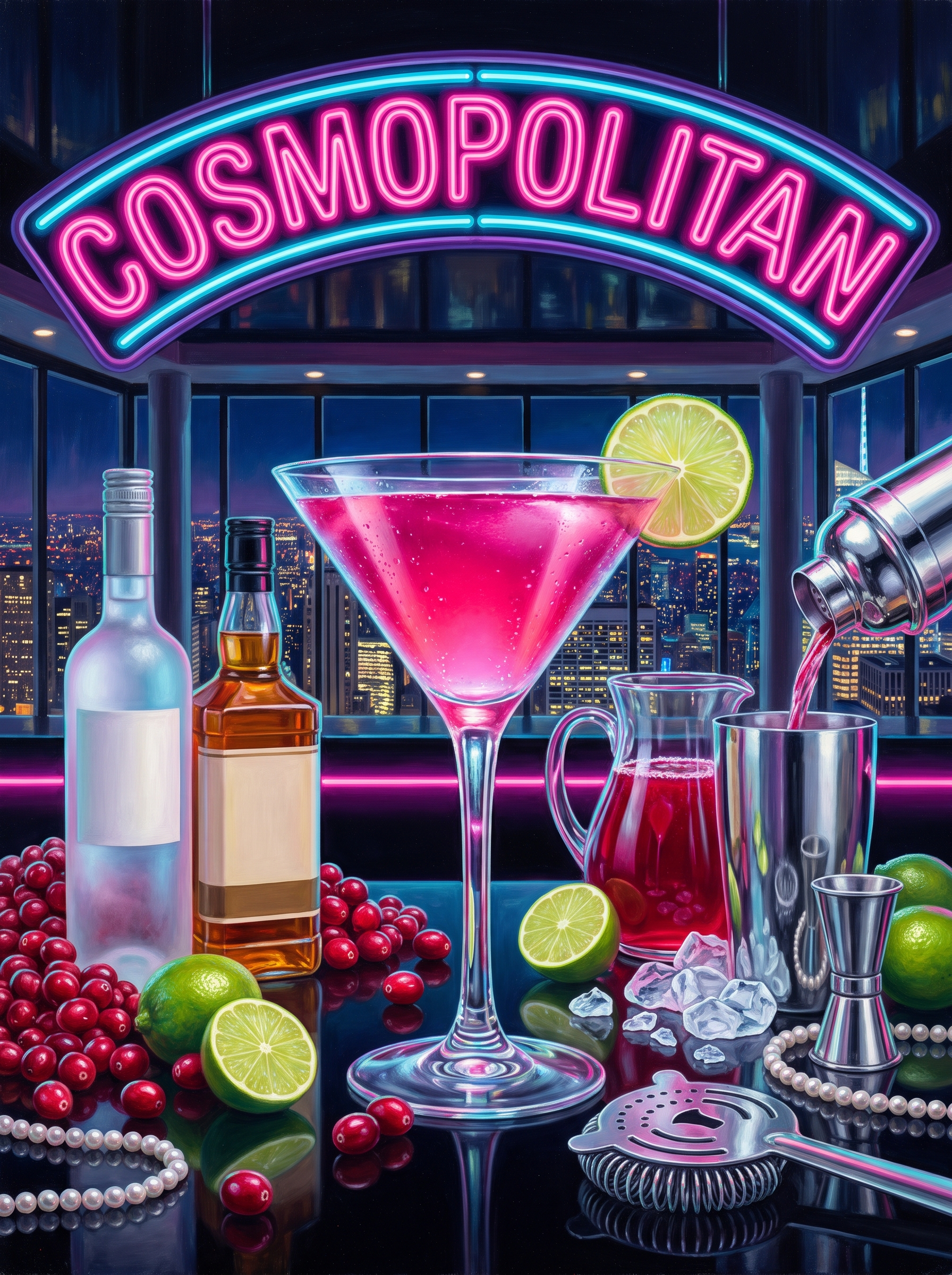 Cosmopolitan Against the Neon Skyline