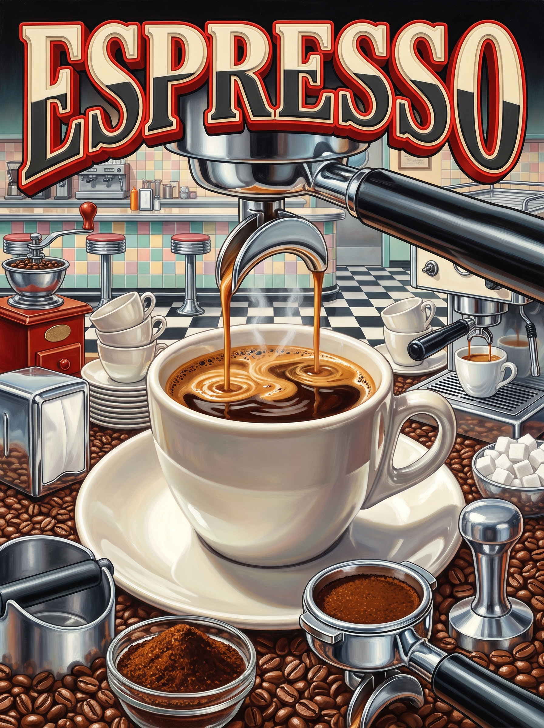 Espresso in the Checkerboard Cafe
