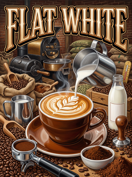 Flat White in the Dark Roastery