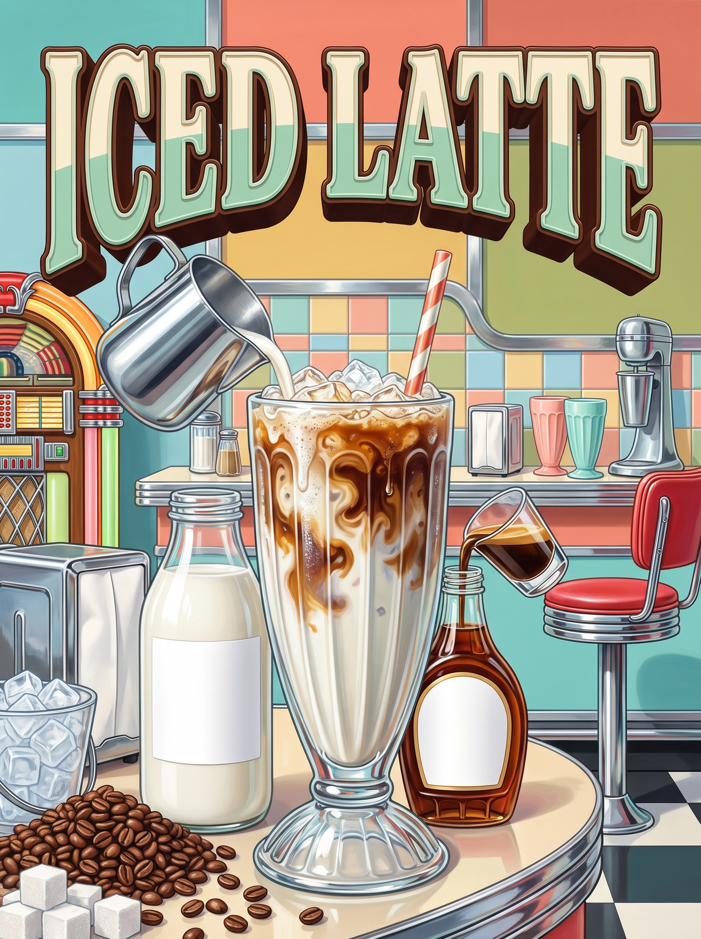 Iced Latte at the Retro Diner