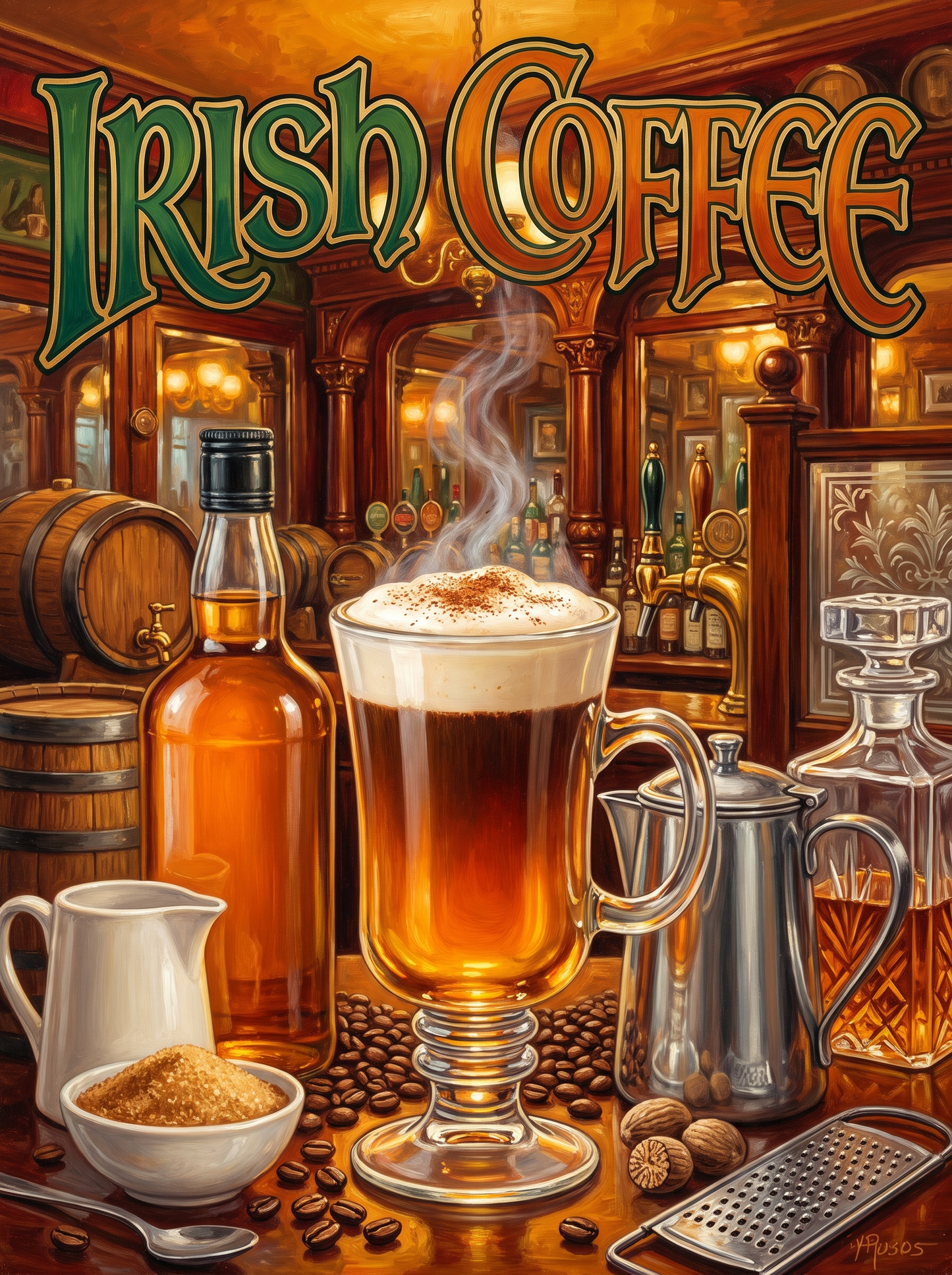 Irish Coffee Among the Whiskey Barrels