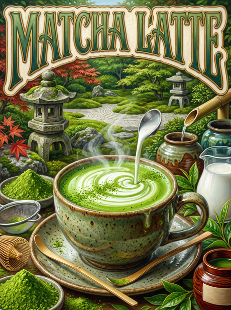Matcha Latte in the Zen Garden