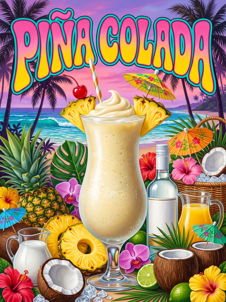 Pina Colada at Tropical Sunset