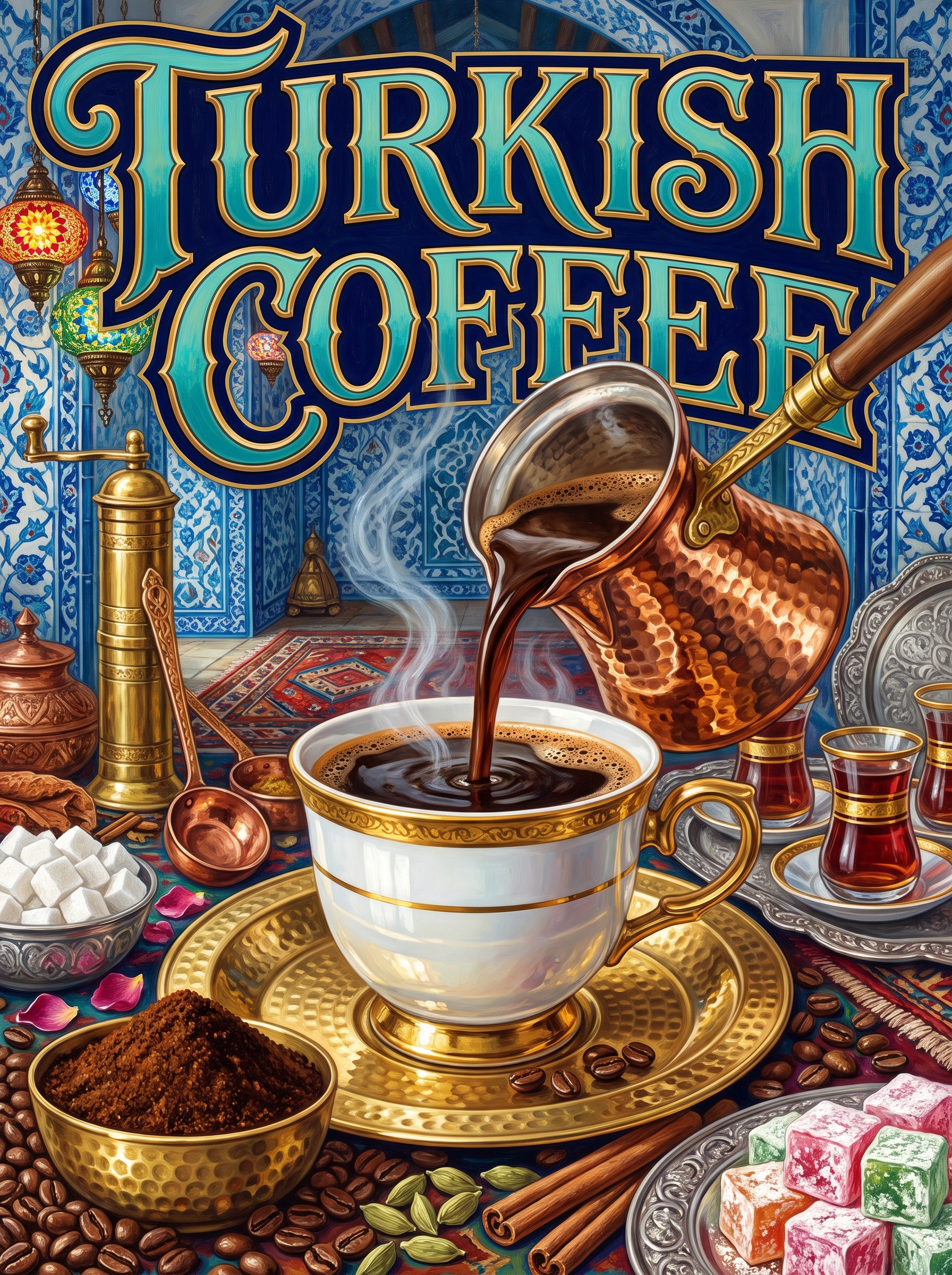 Turkish Coffee on Blue Tiles