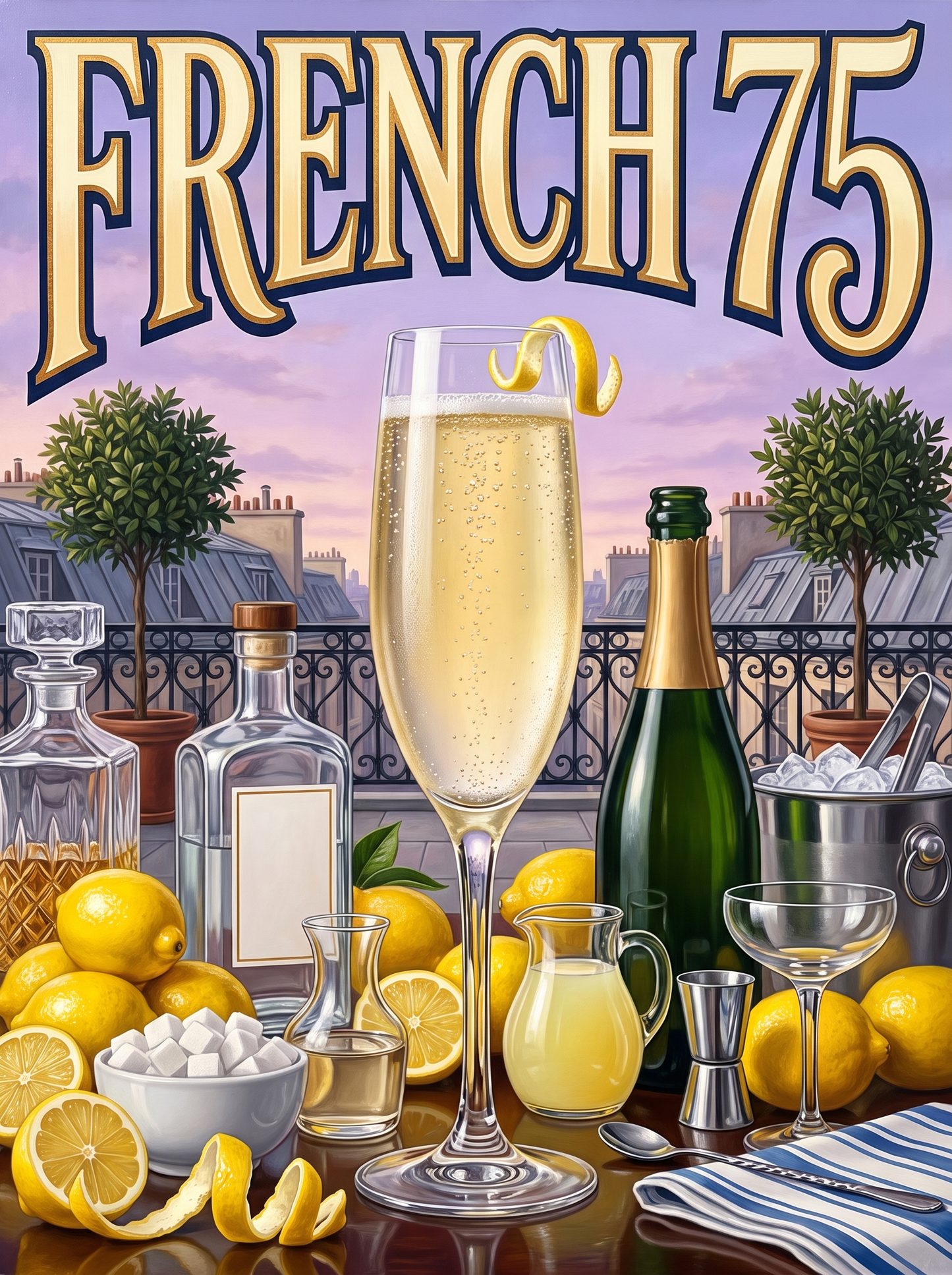 French 75 on a Paris Rooftop