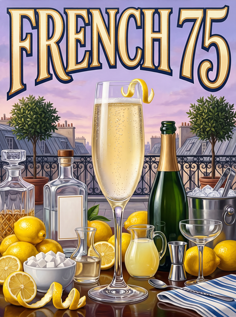 French 75 on a Paris Rooftop