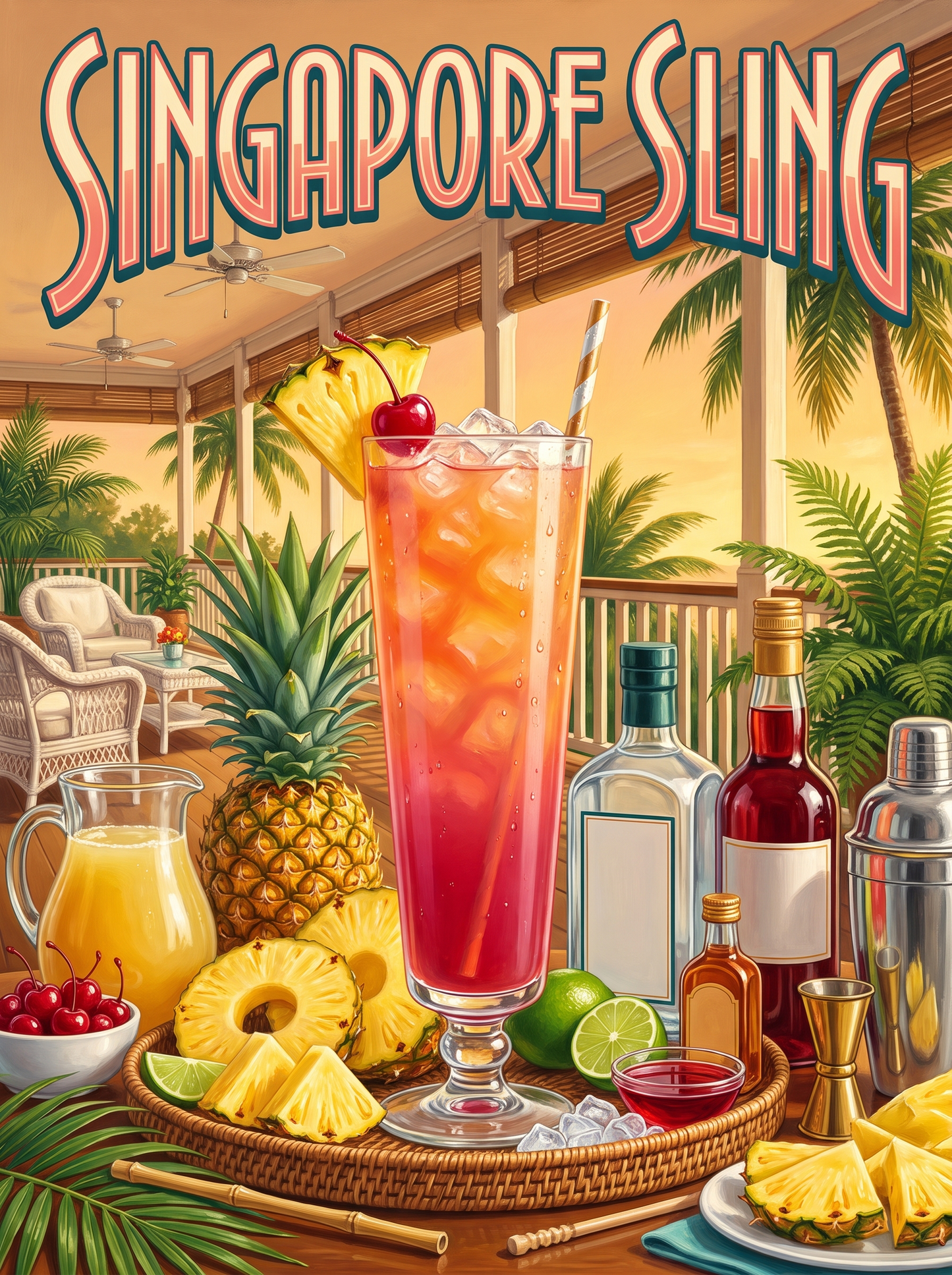 Singapore Sling on the Veranda