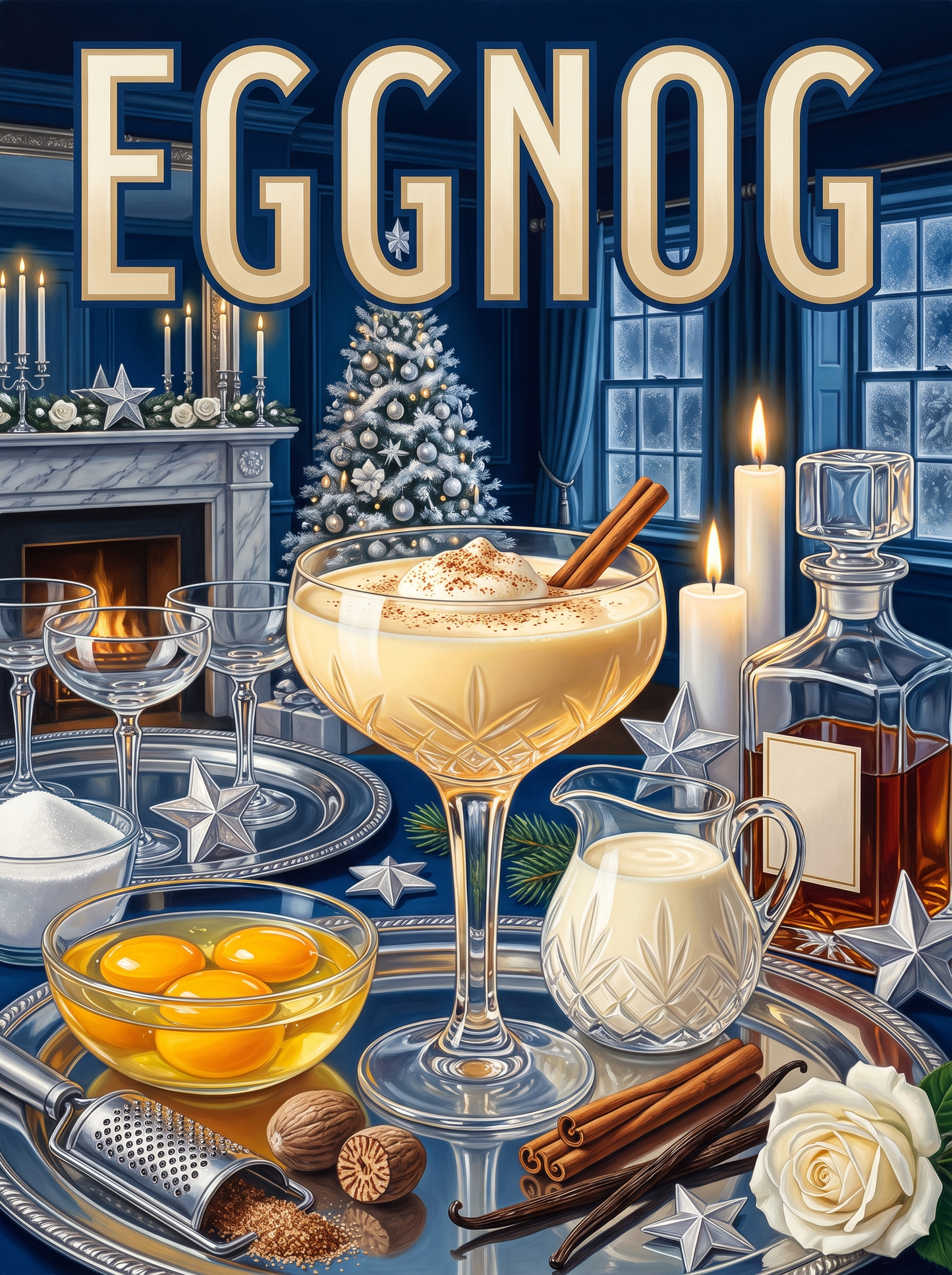 Eggnog in Silver and Blue