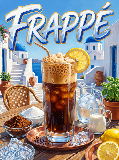 Frappé in Santorini