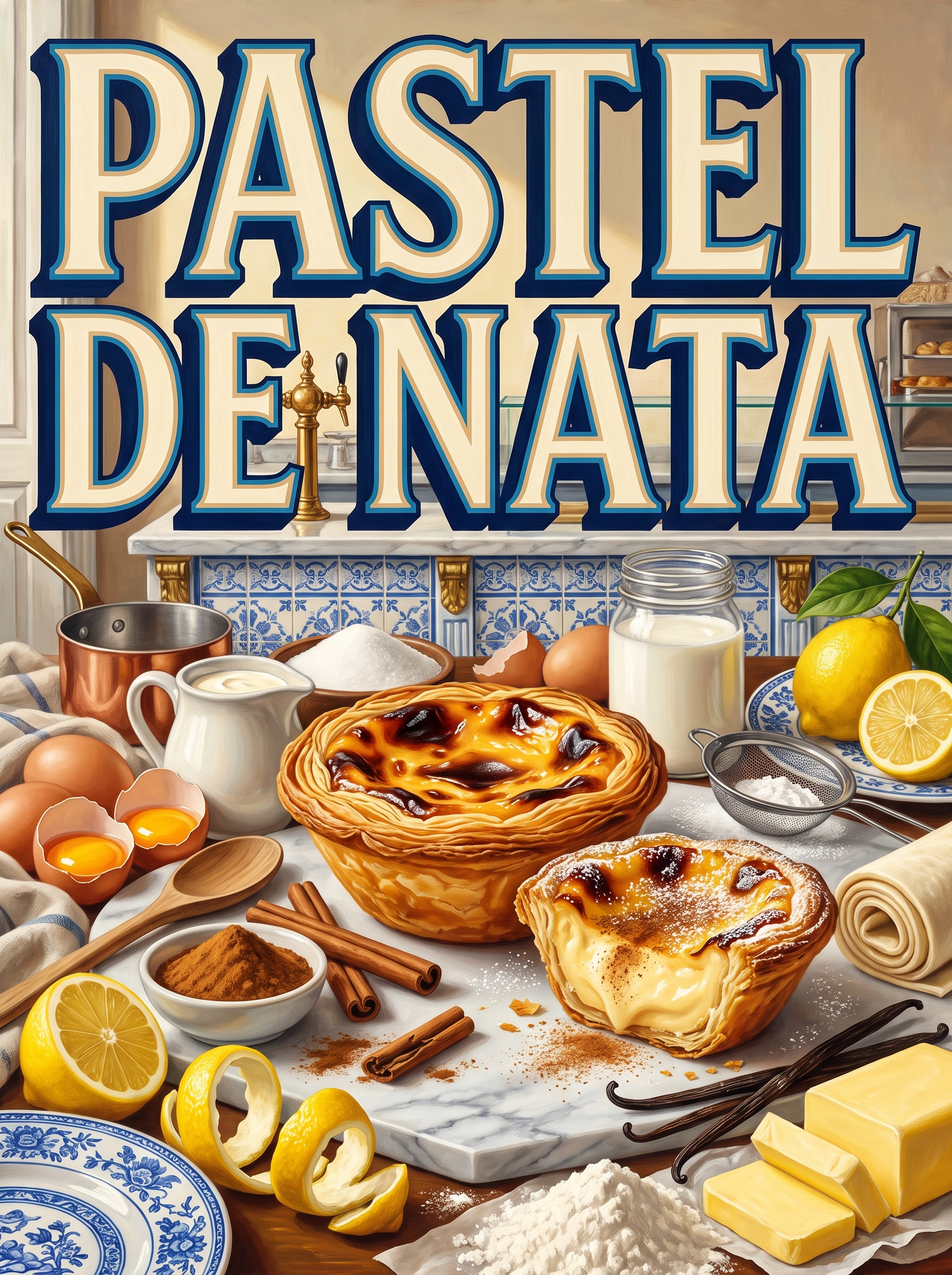 Pastel de Nata on Blue Tiles