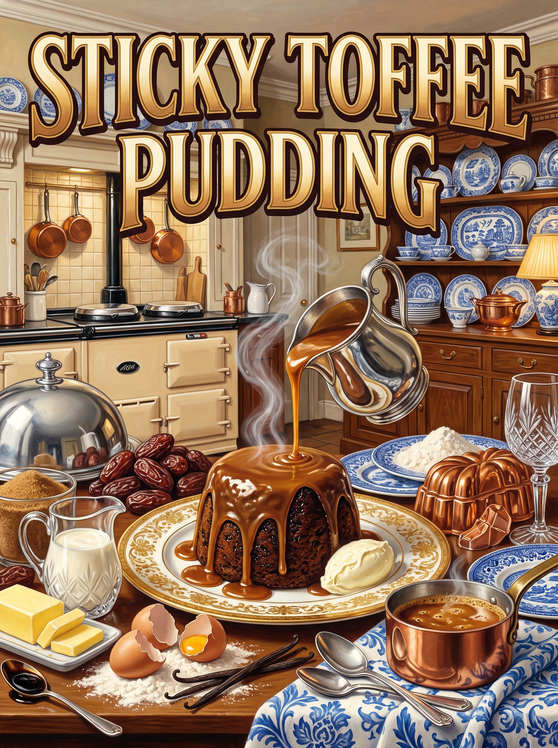 Sticky Toffee Pudding and Blue China