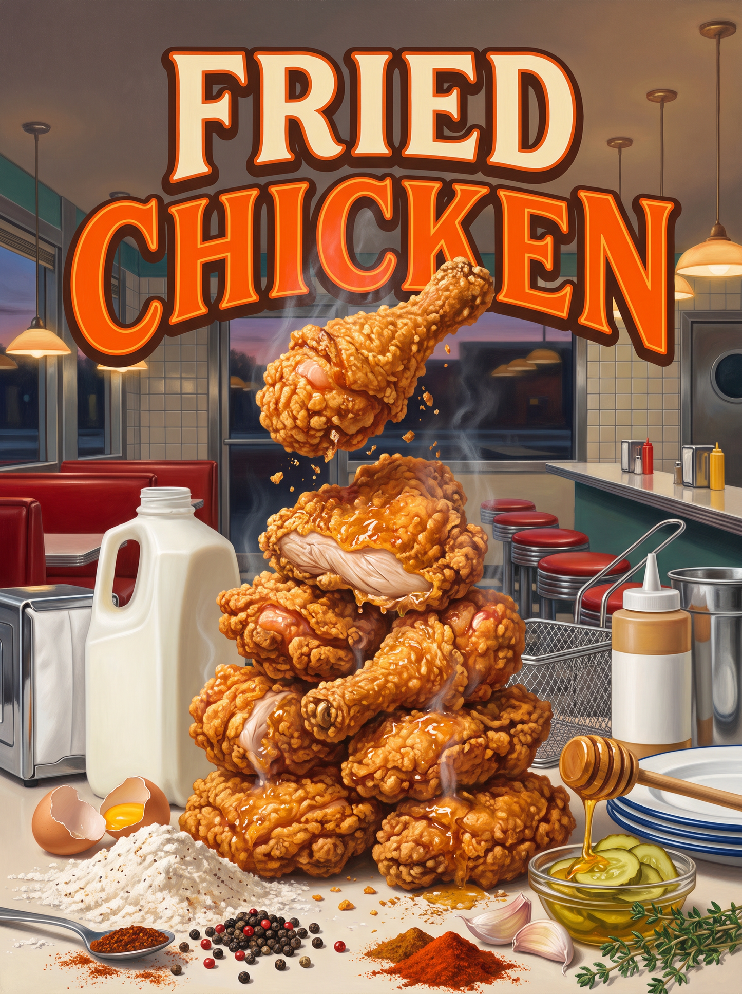 Fried Chicken at the Diner Counter