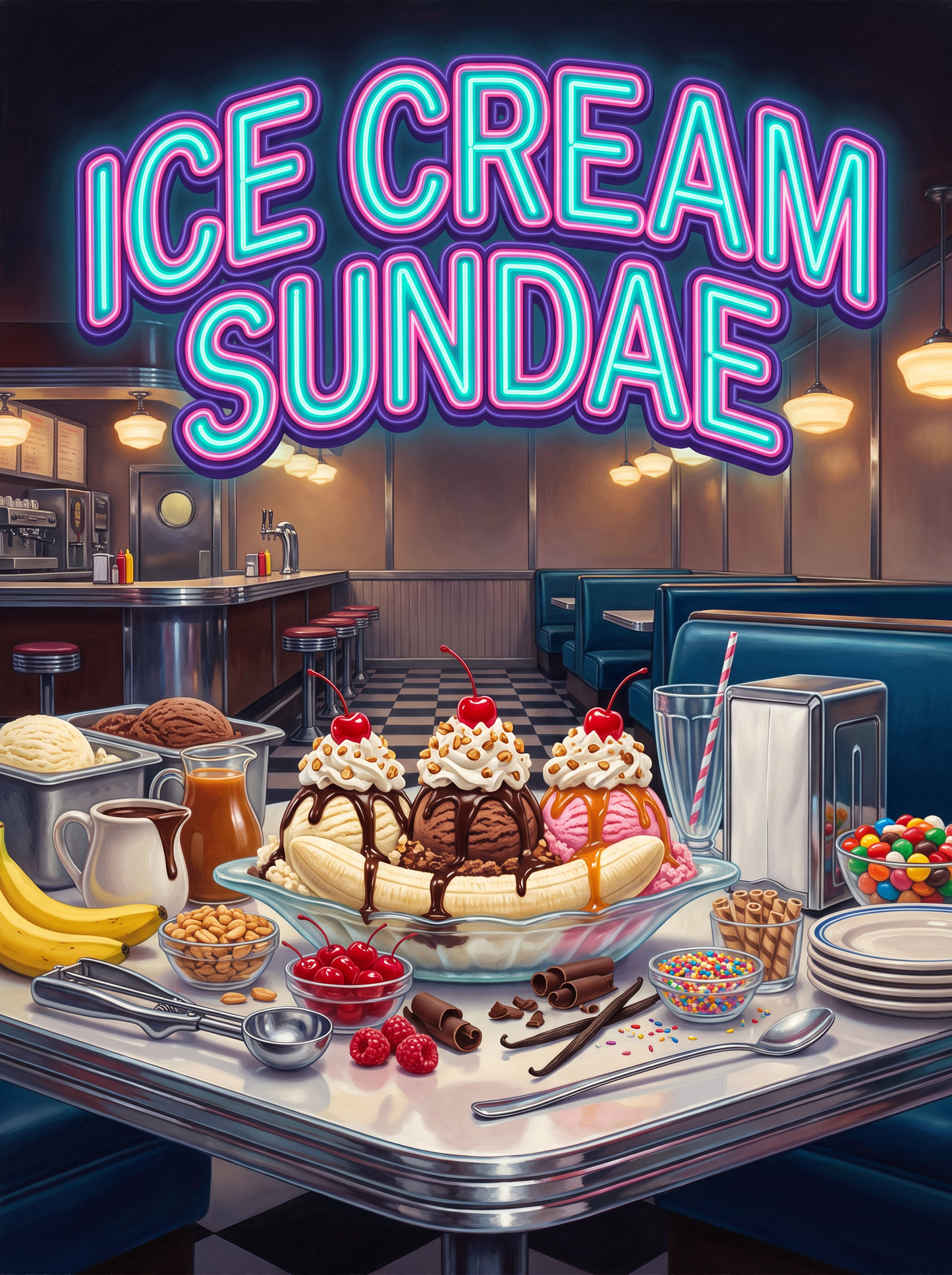 Ice Cream Sundae in Neon