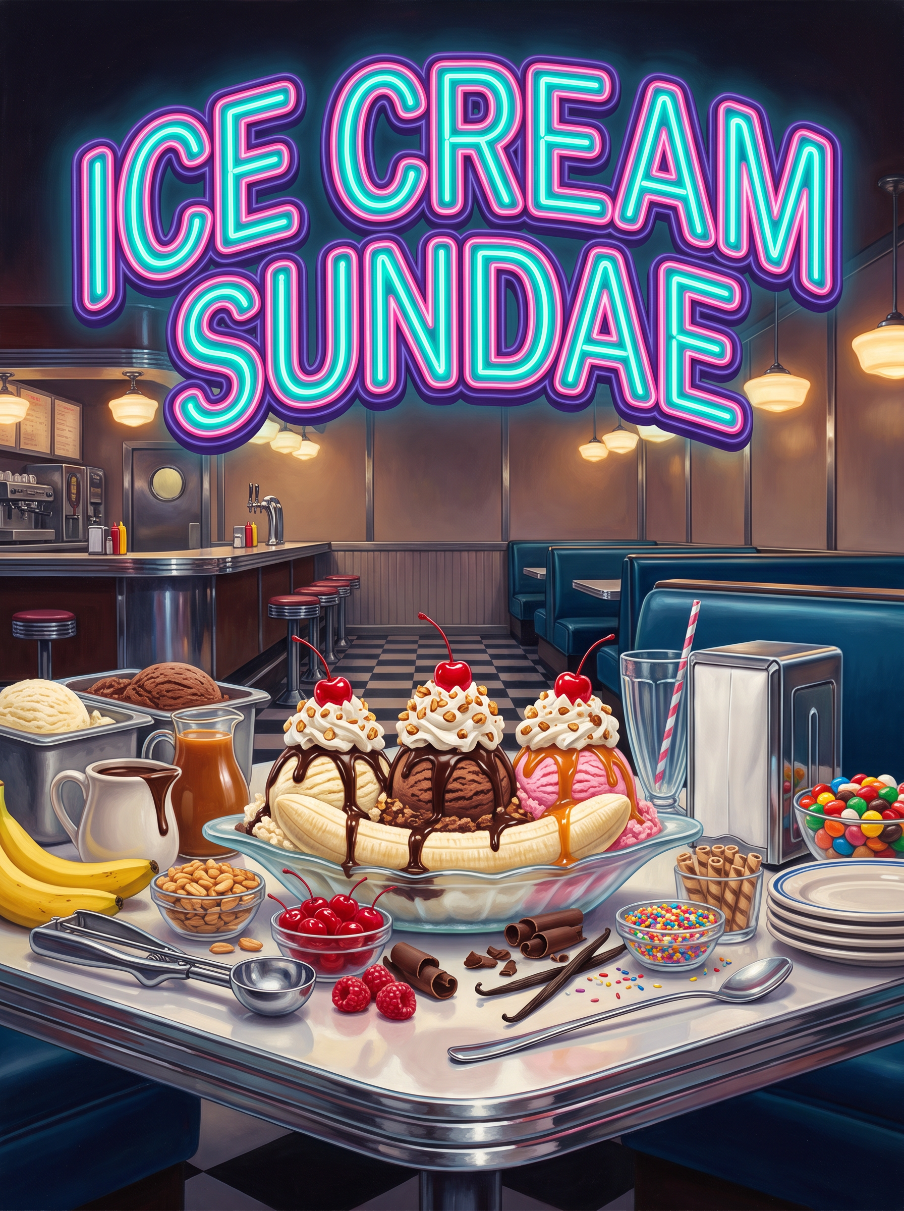 Ice Cream Sundae in Neon