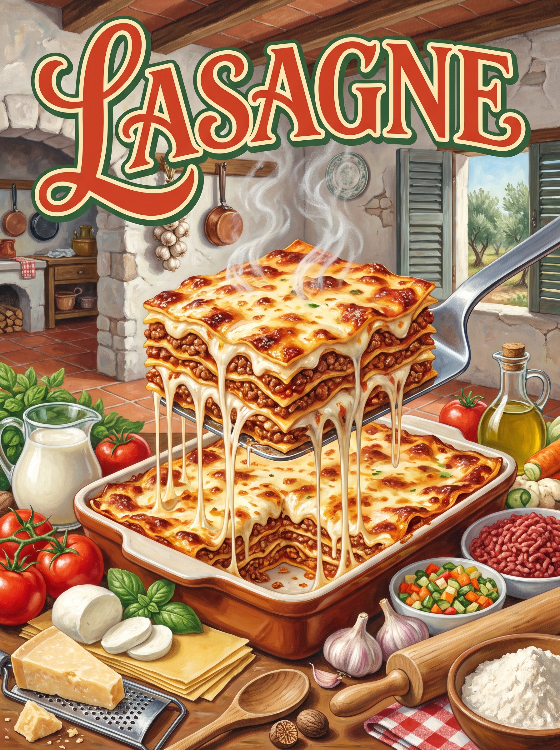 Lasagne in an Italian Kitchen