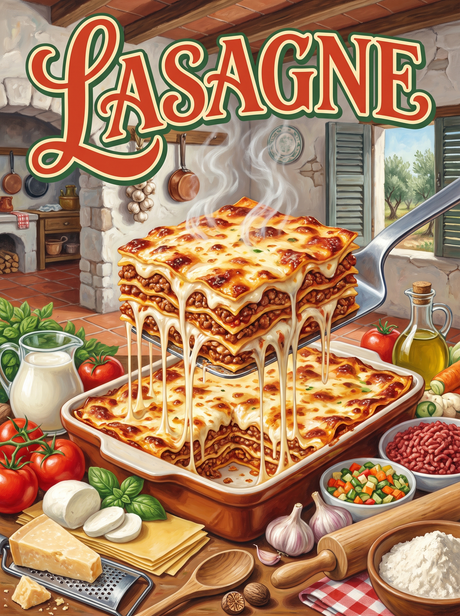 Lasagne in an Italian Kitchen