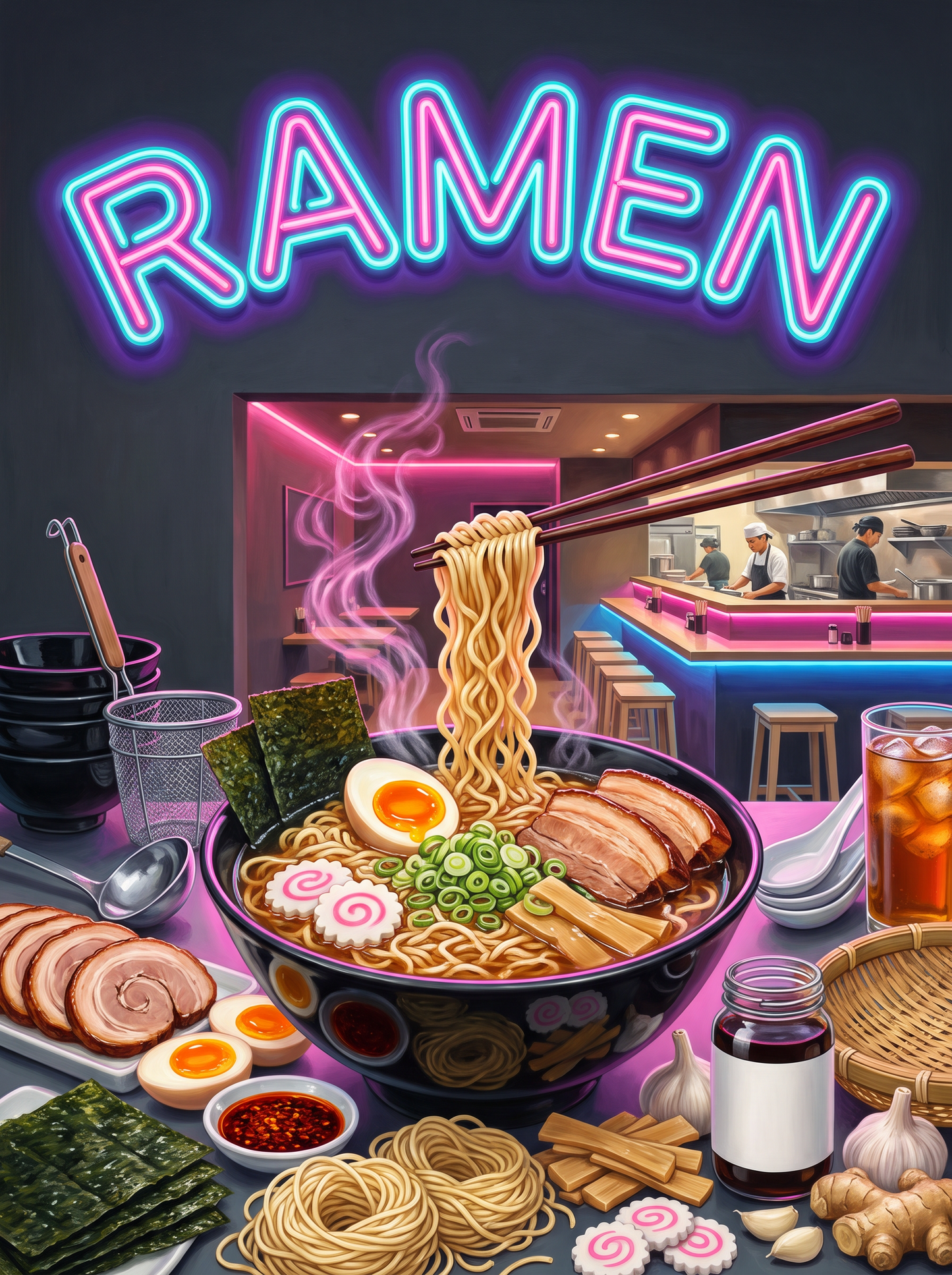 Ramen in a Neon Alley