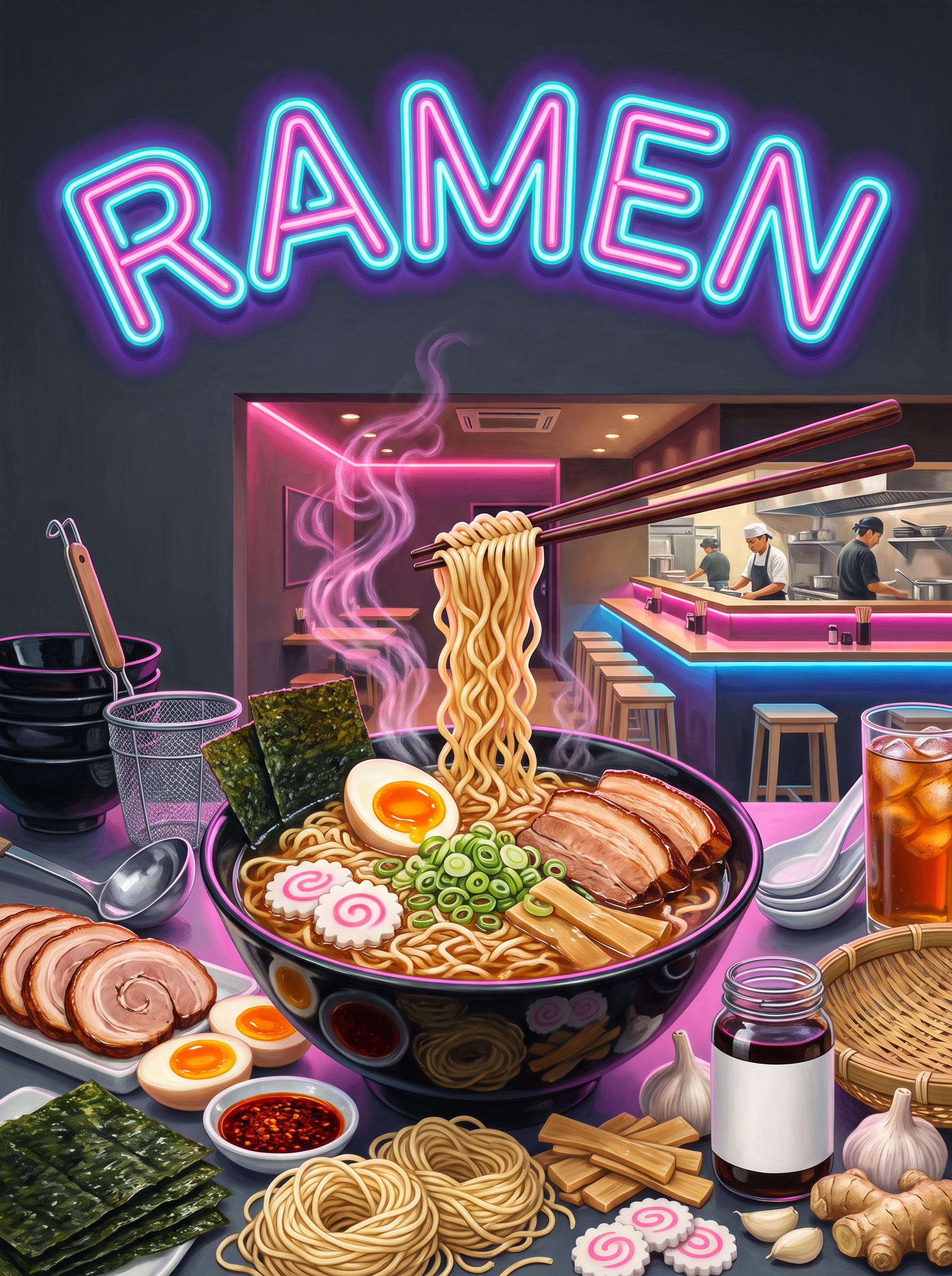 Ramen in a Neon Alley