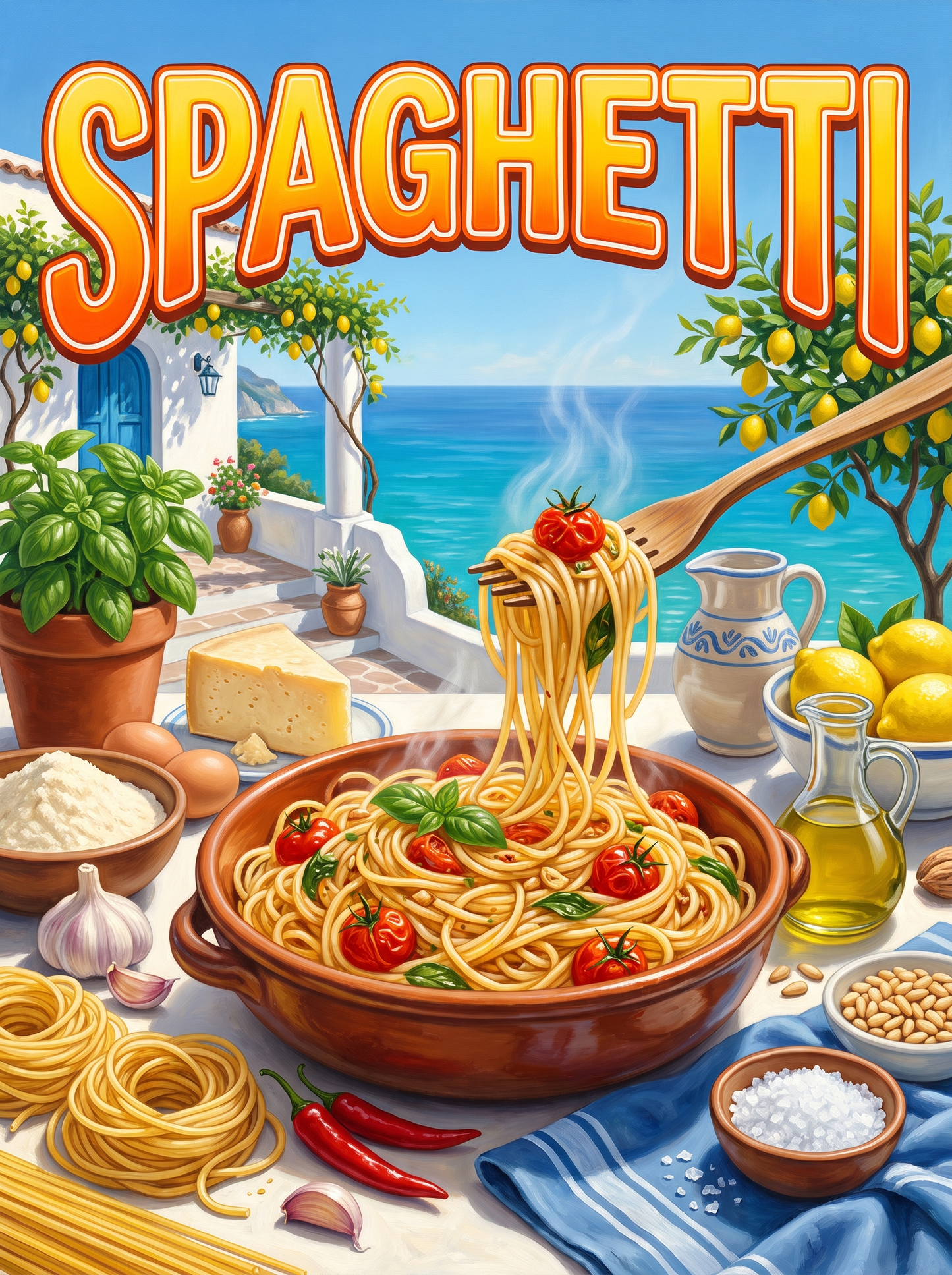 Spaghetti on a Sunlit Terrace