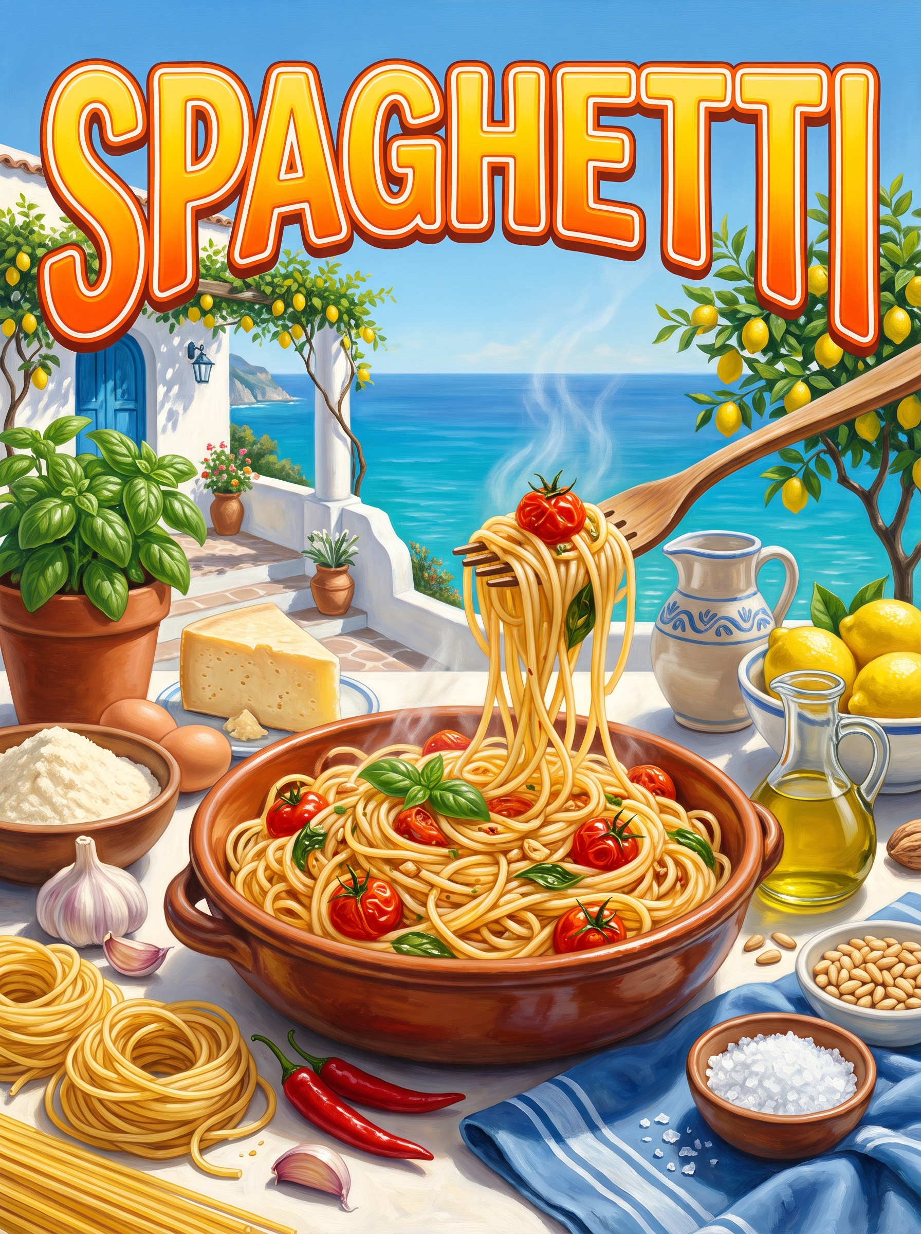 Spaghetti on a Sunlit Terrace