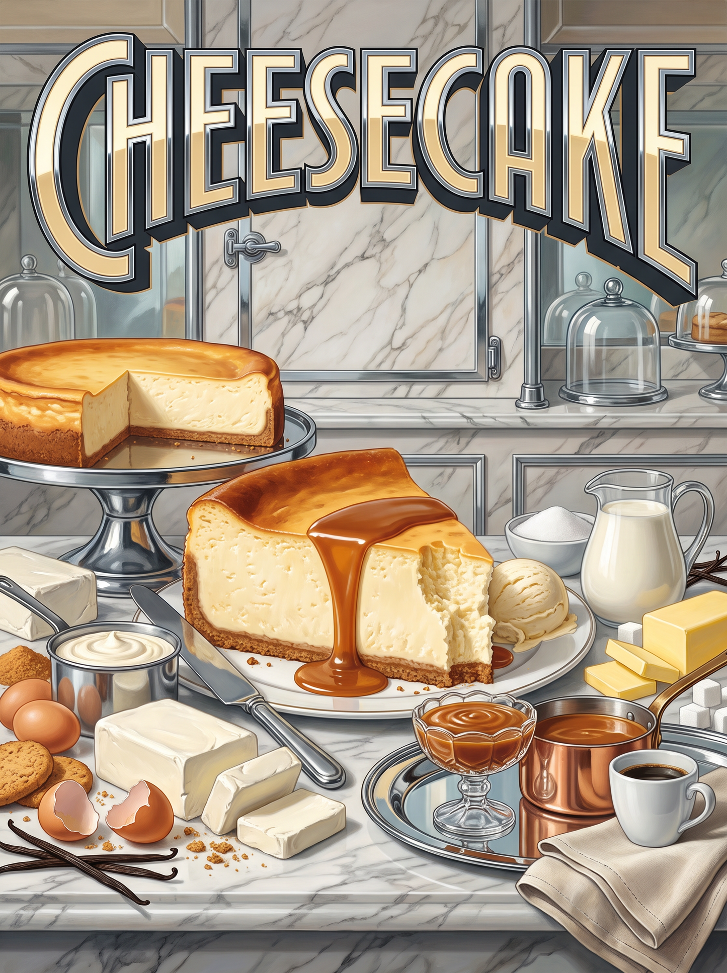 Cheesecake on White Marble
