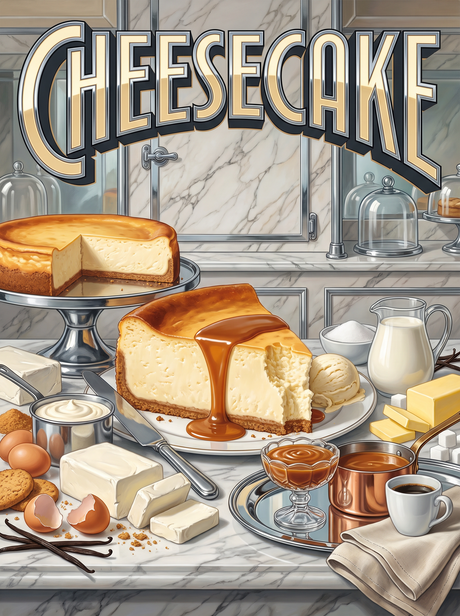 Cheesecake on White Marble