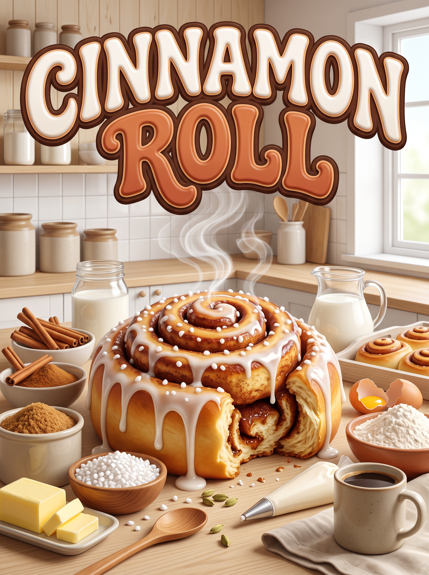 Cinnamon Roll in the White Kitchen