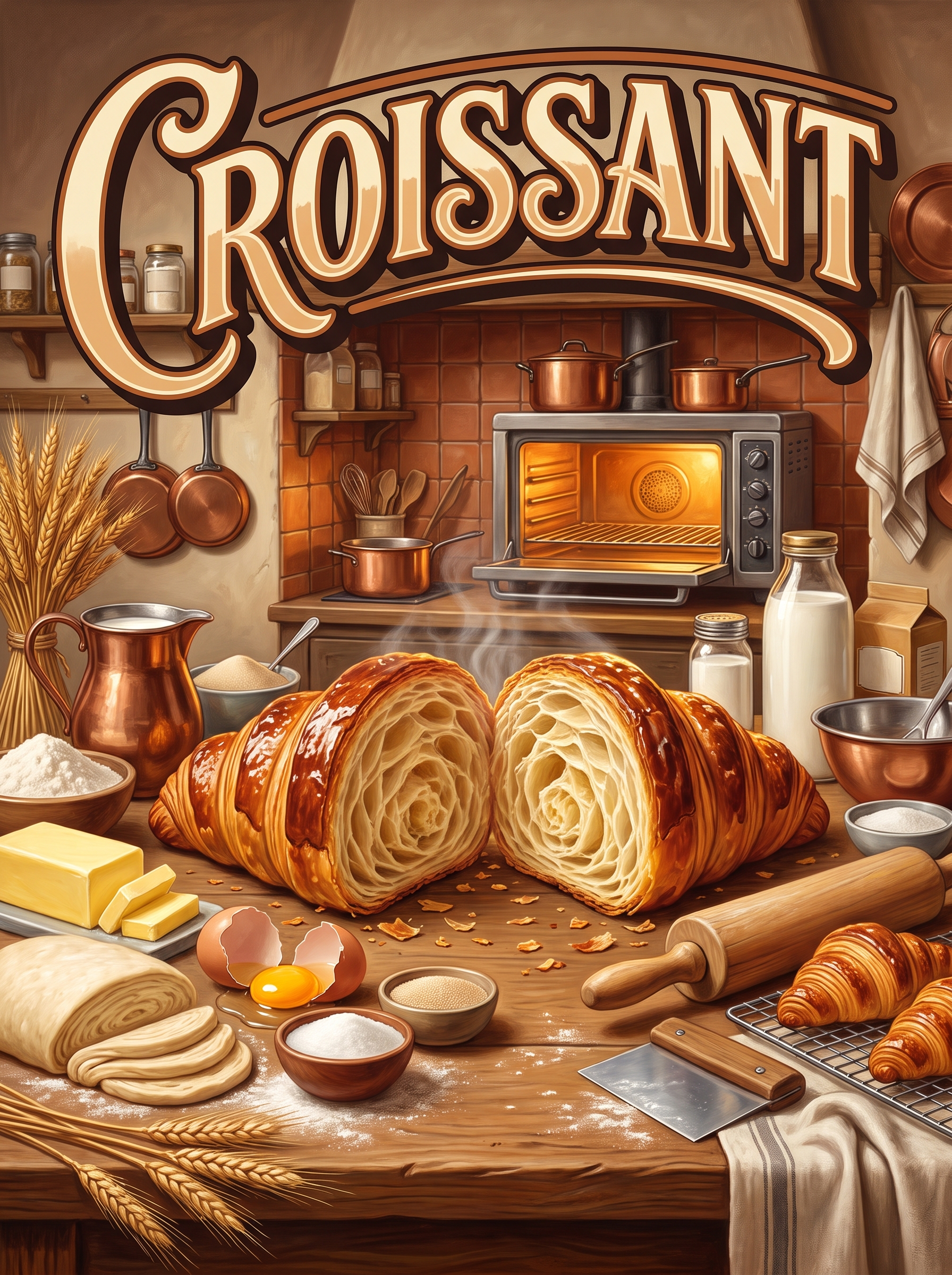 Croissant at the Bakery Oven