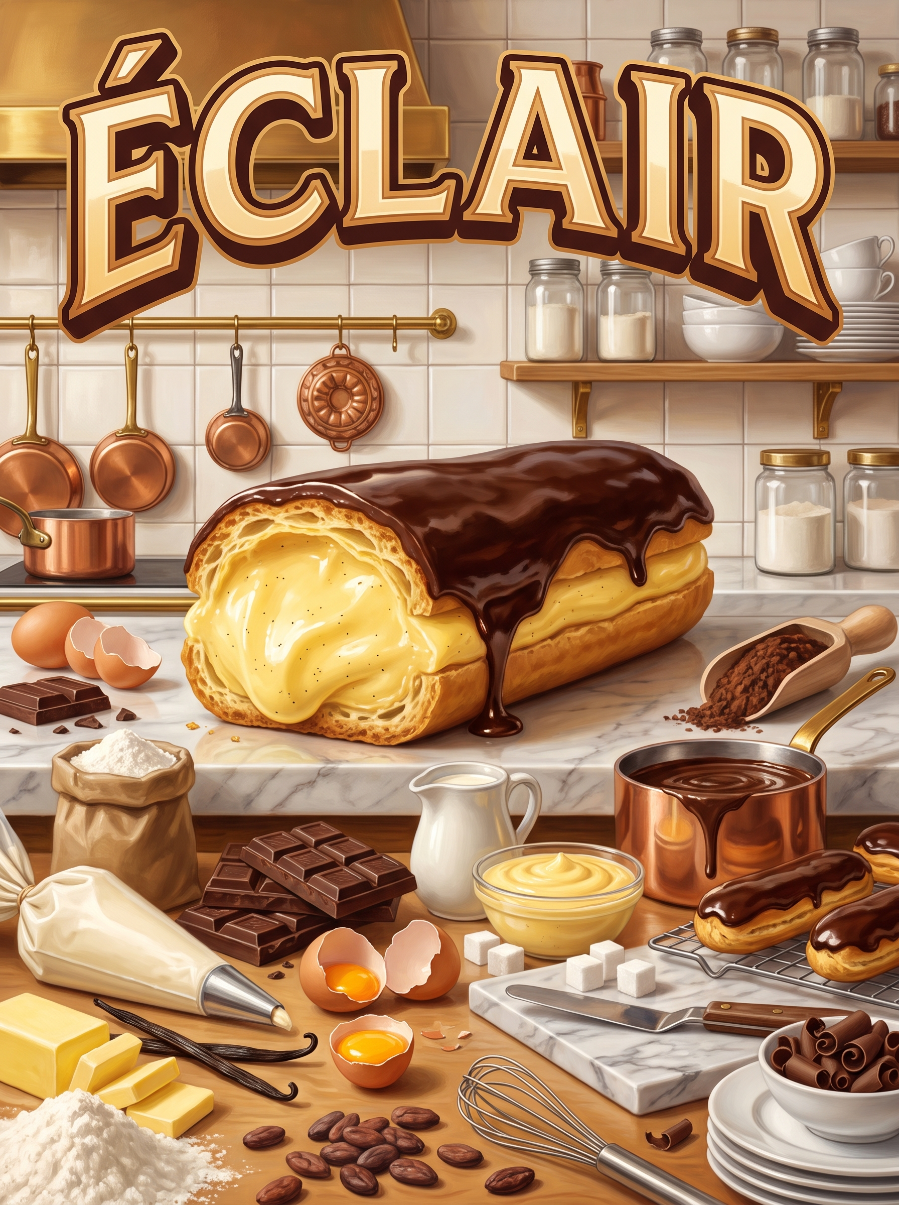 Éclair in the Pastry Kitchen