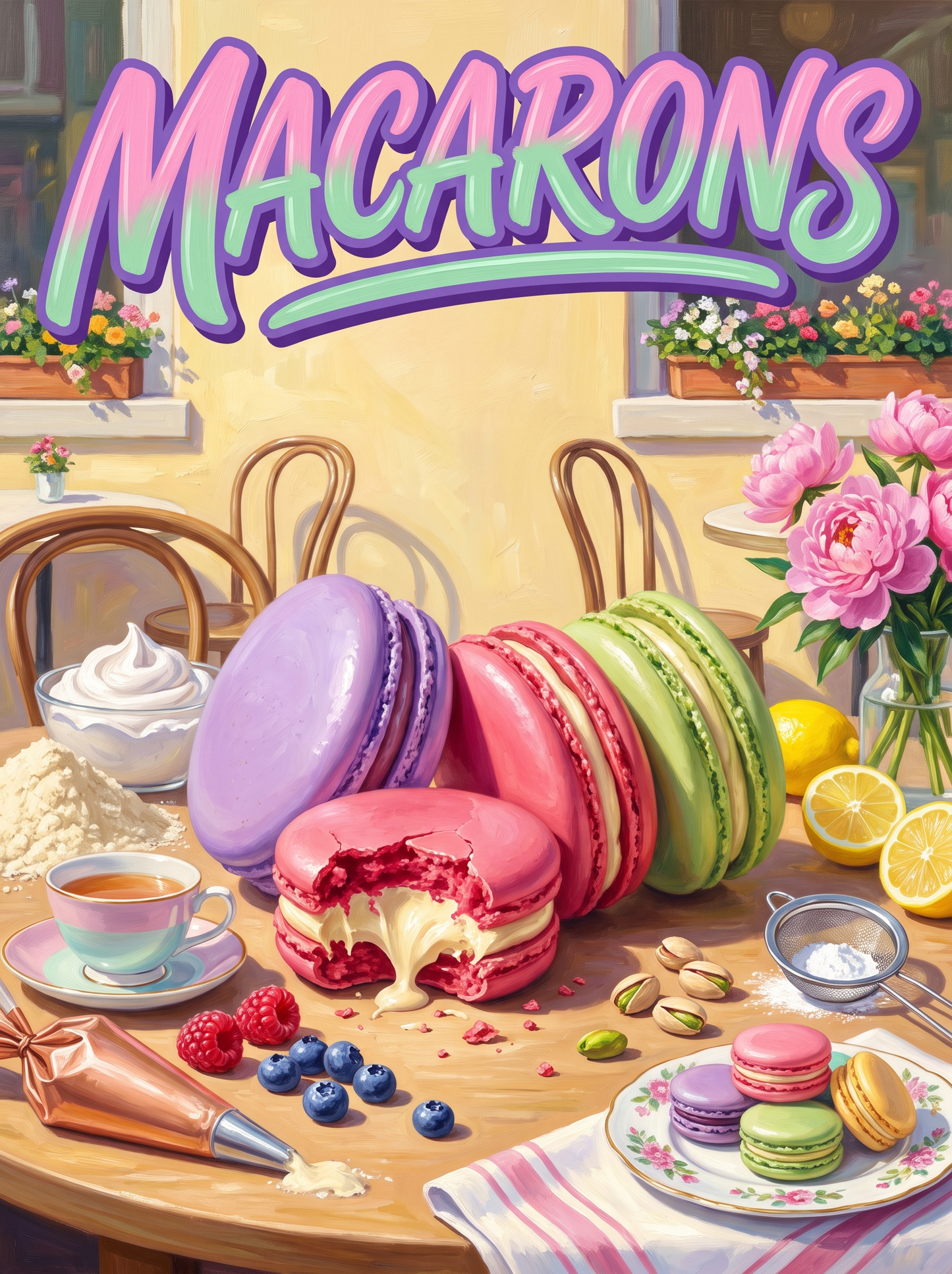 Macarons on a Café Table