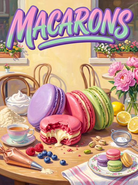 Macarons on a Café Table