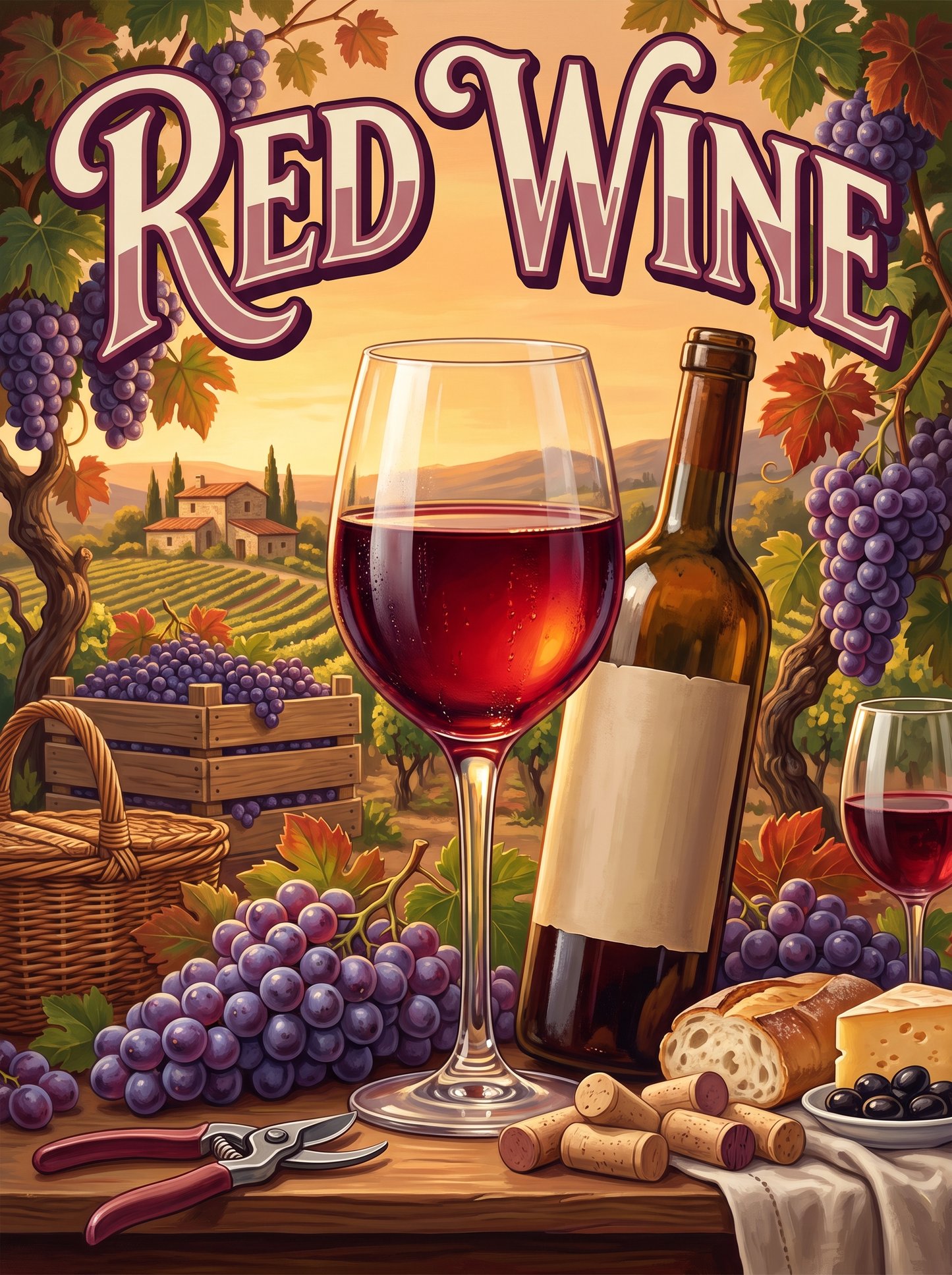 Red Wine in the Vineyard