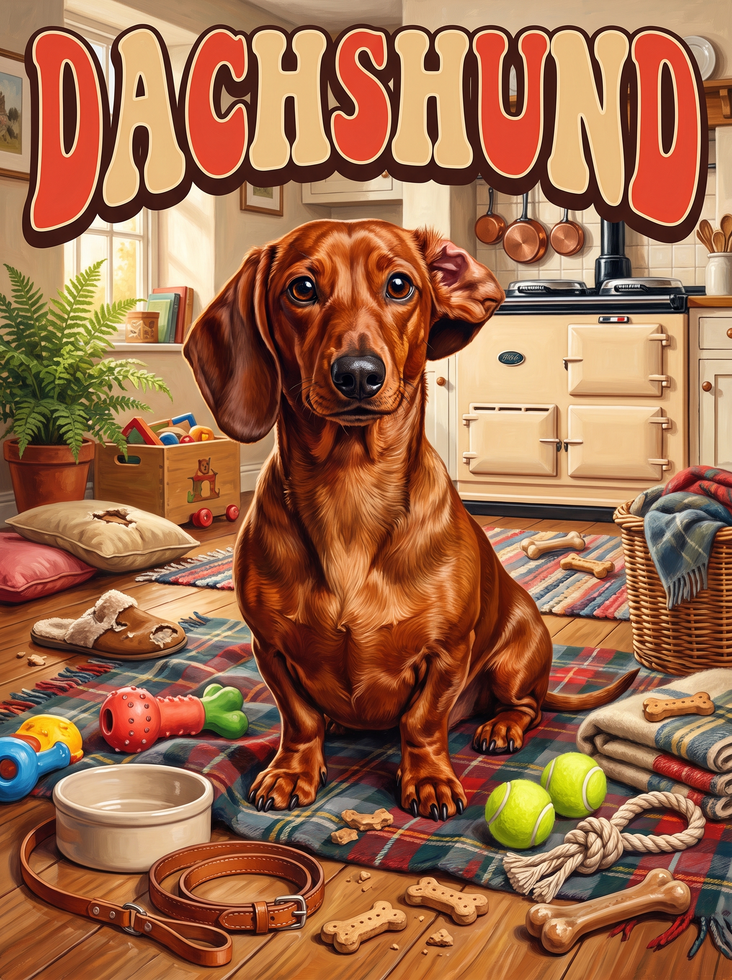 Dachshund in the Kitchen Chaos