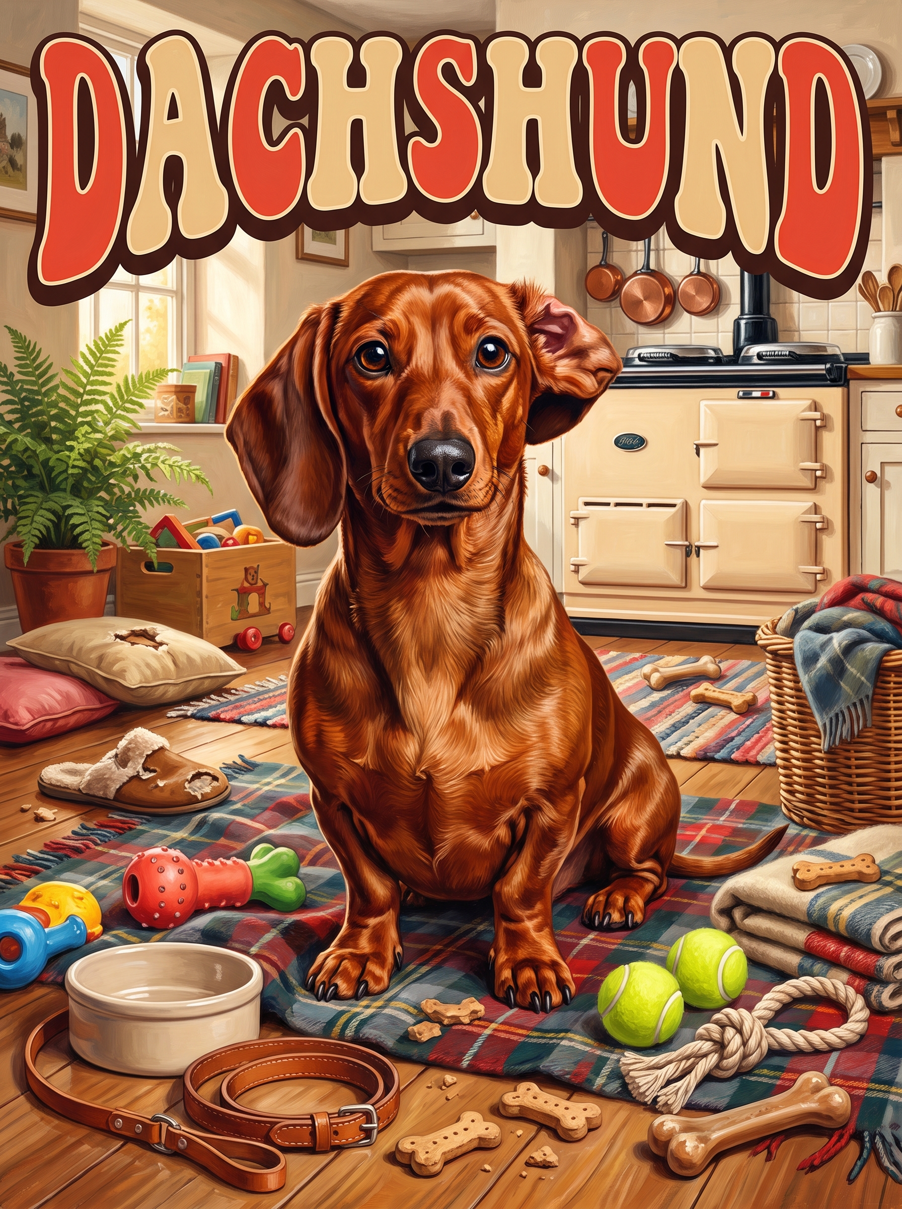 Dachshund in the Kitchen Chaos