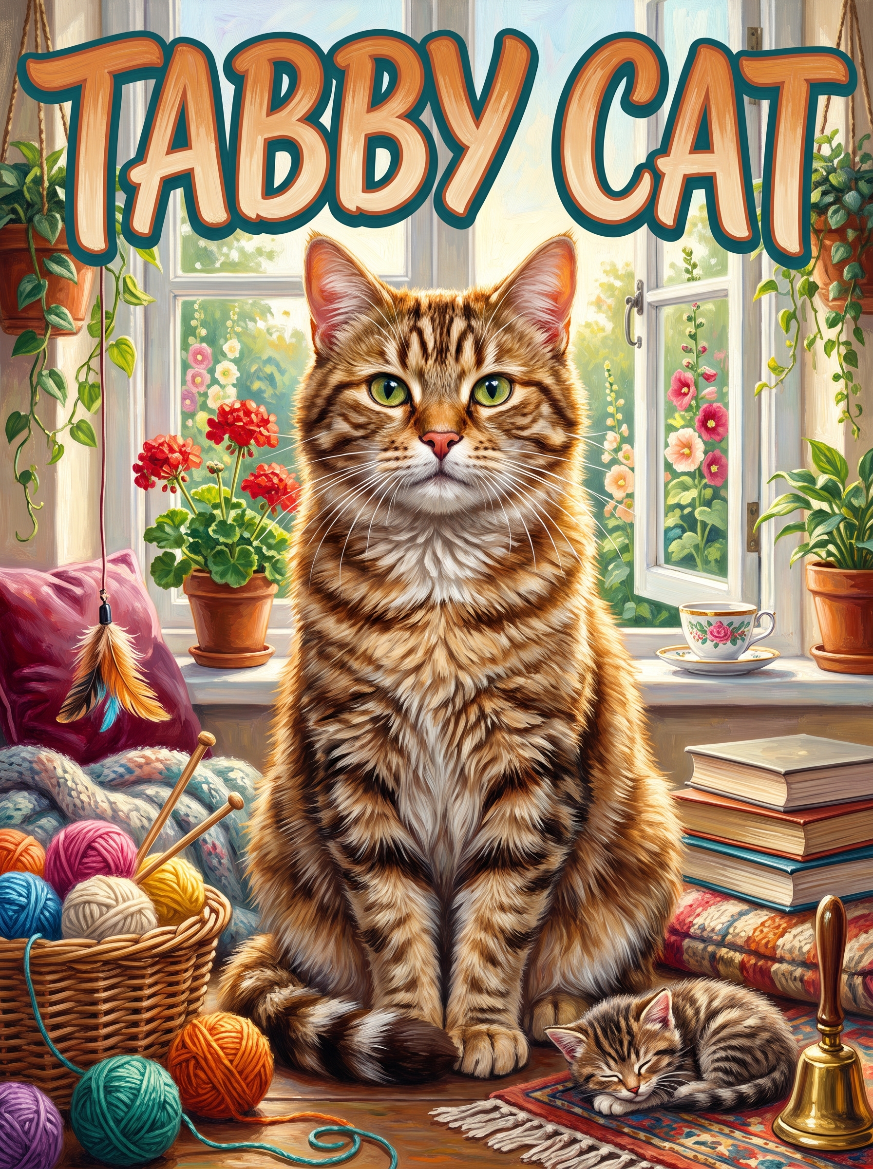 Tabby Cat and the Wool Baskets